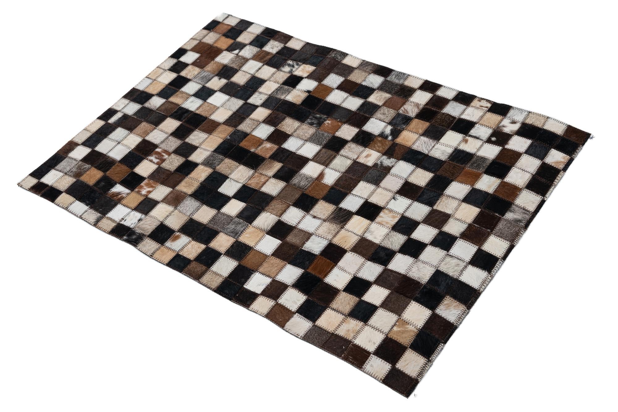 2' 1 x 3' Cowhide Leather Rug