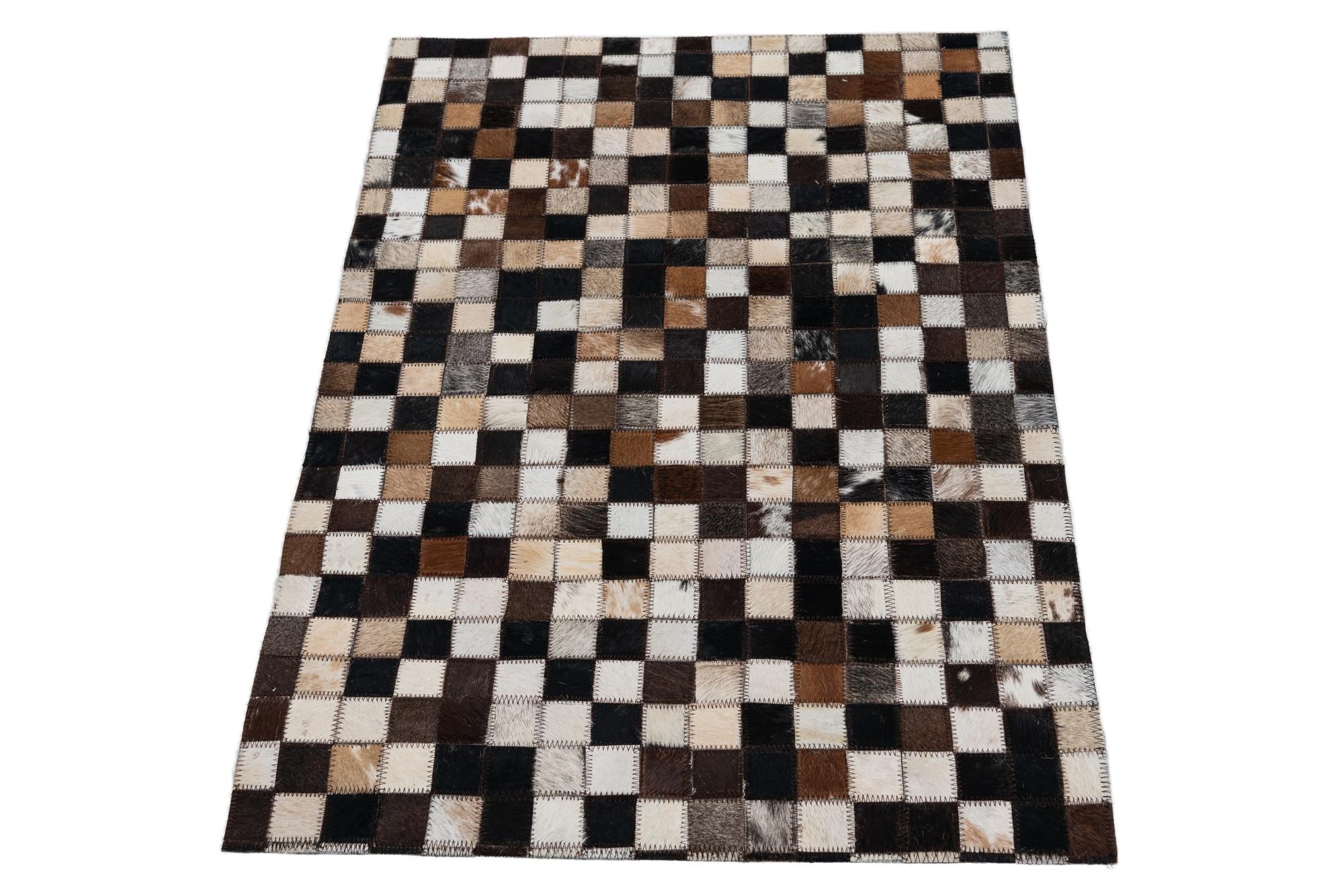 2' 1 x 3' Cowhide Leather Rug