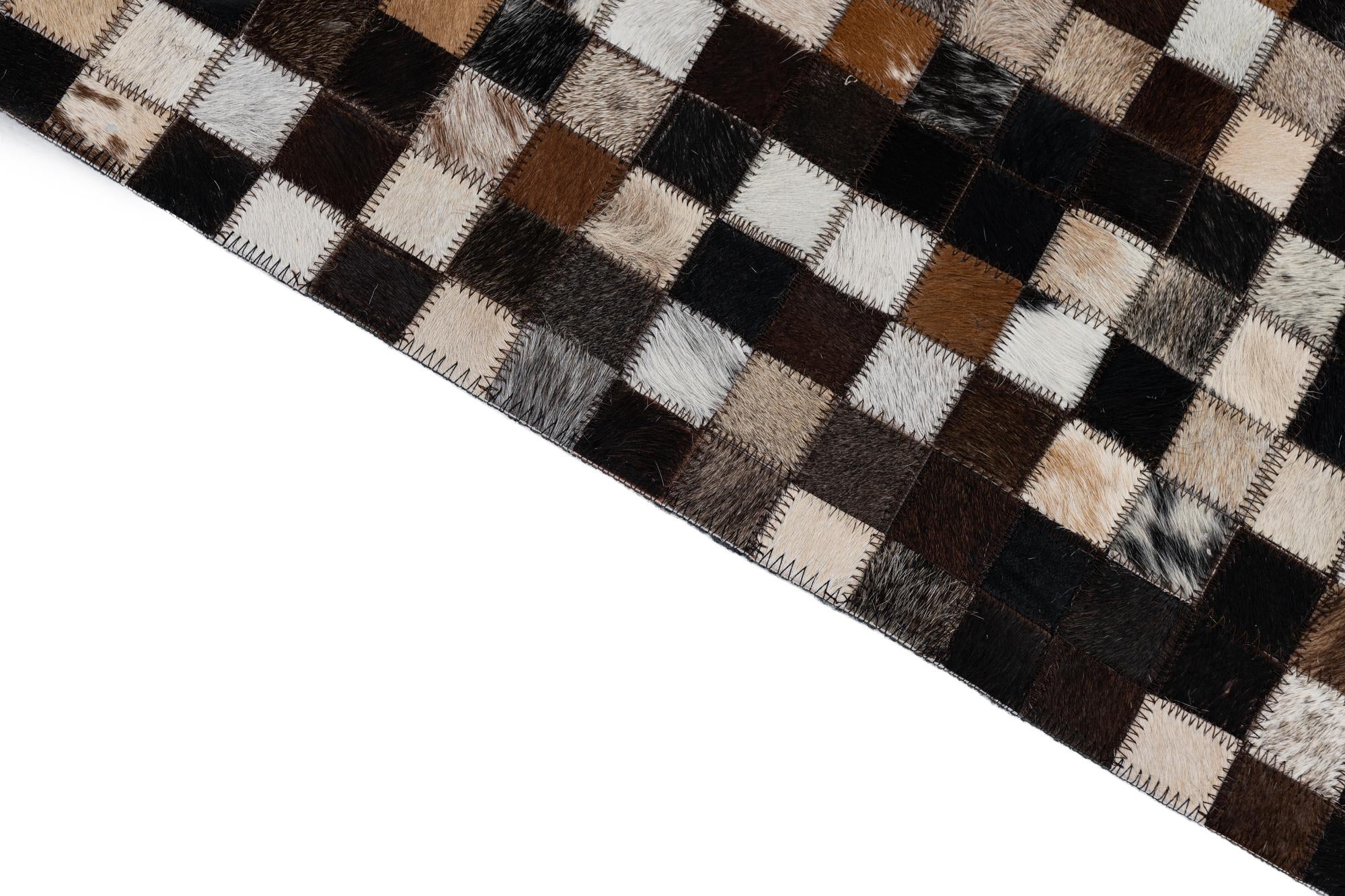 2' 1 x 3' Cowhide Leather Rug