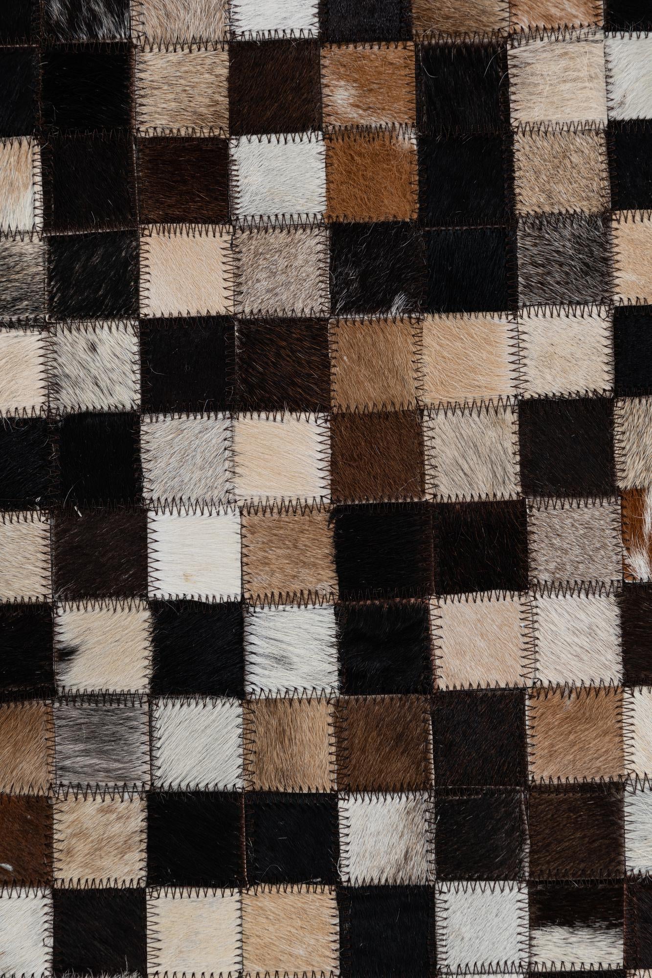 2' 1 x 3' Cowhide Leather Rug