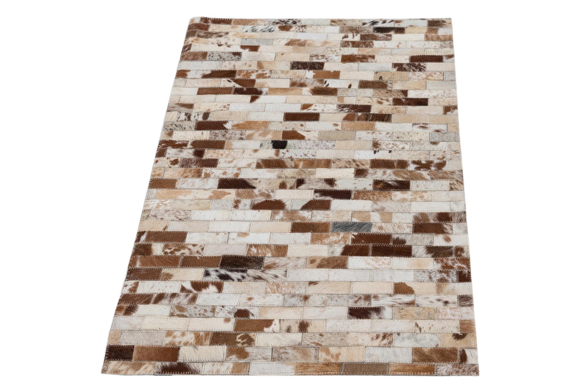 2' 1 x 3' Cowhide Leather Rug