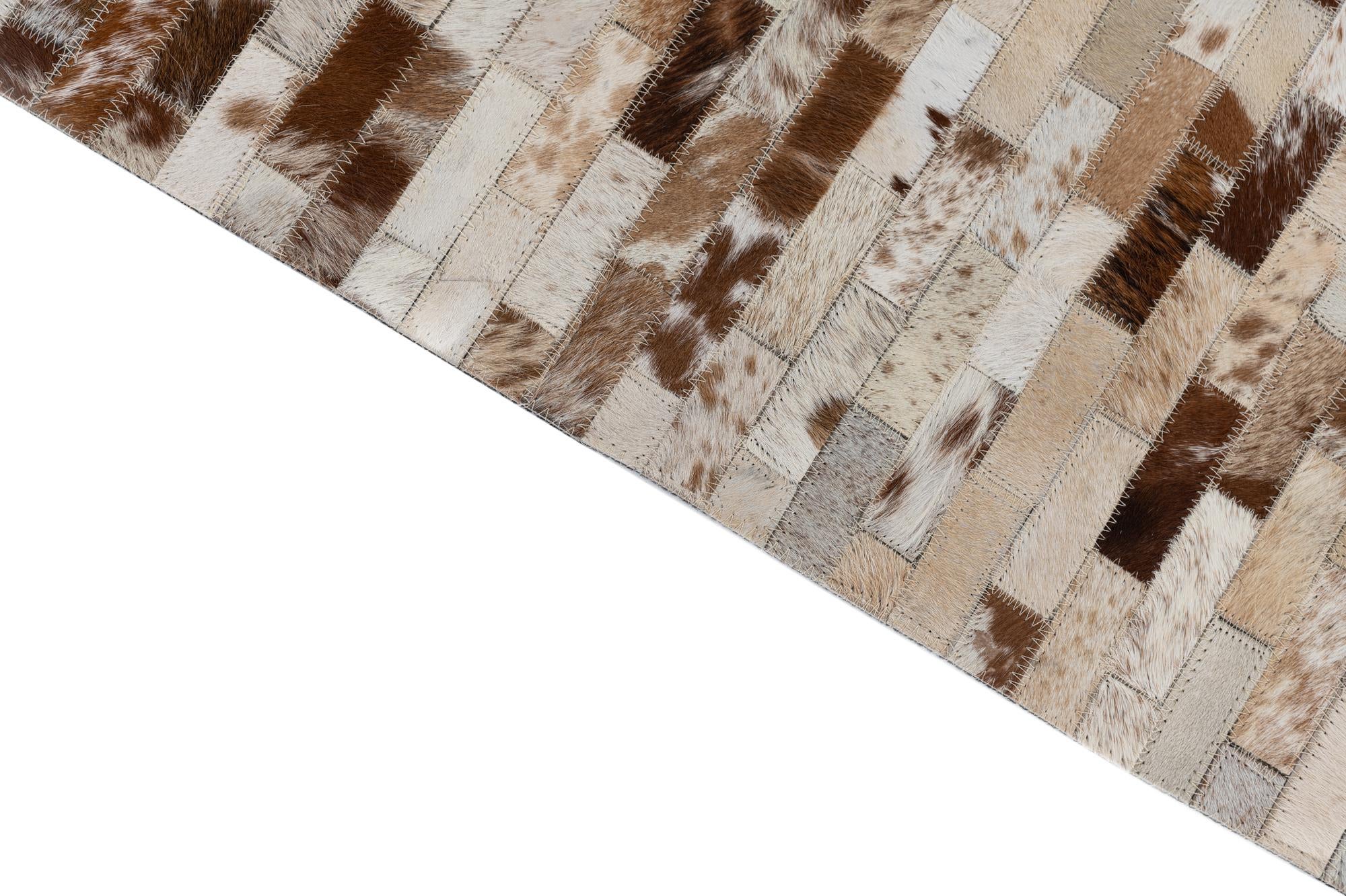 2' 1 x 3' Cowhide Leather Rug