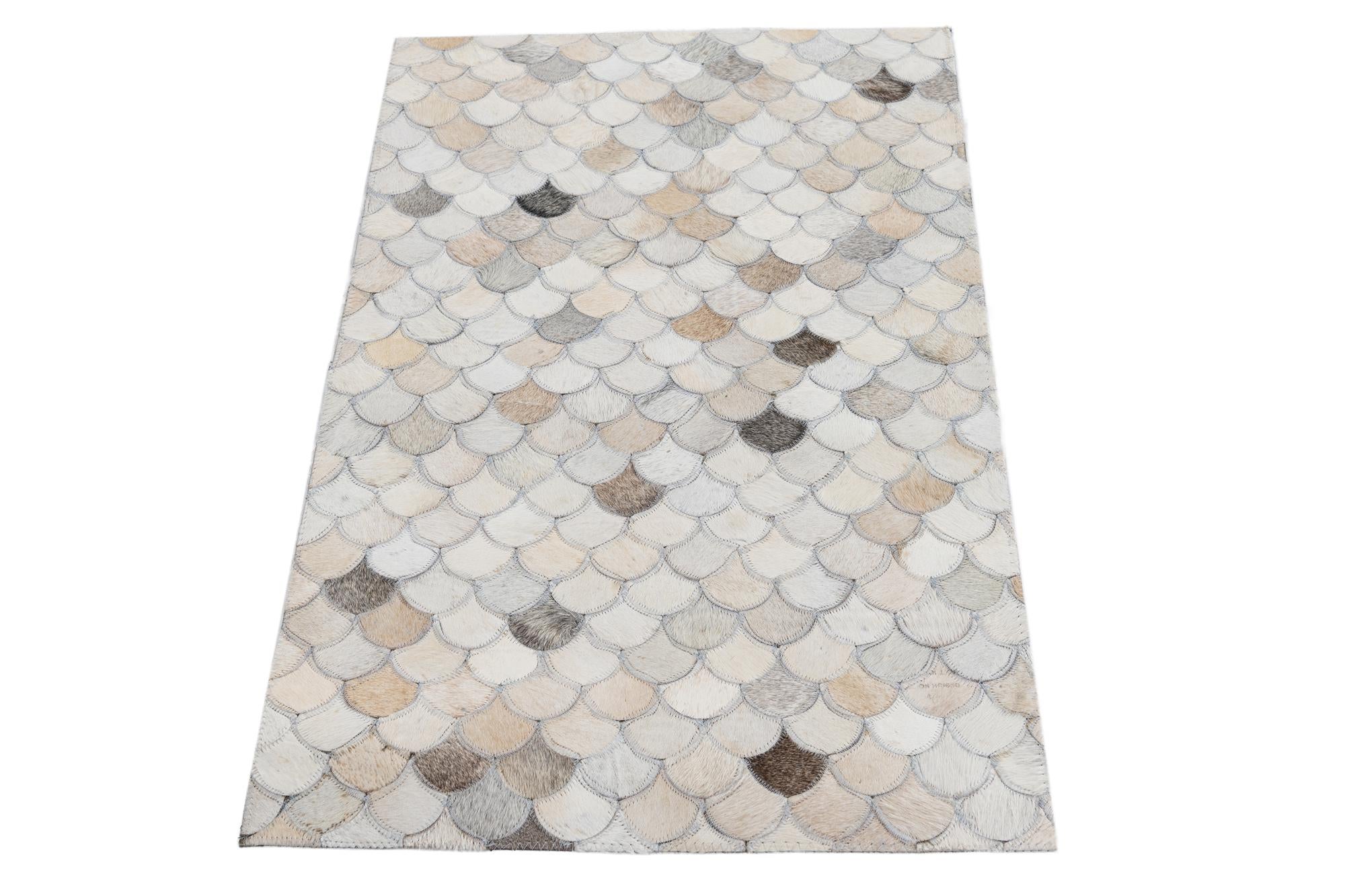 2' x 3' 1 Cowhide Leather Rug