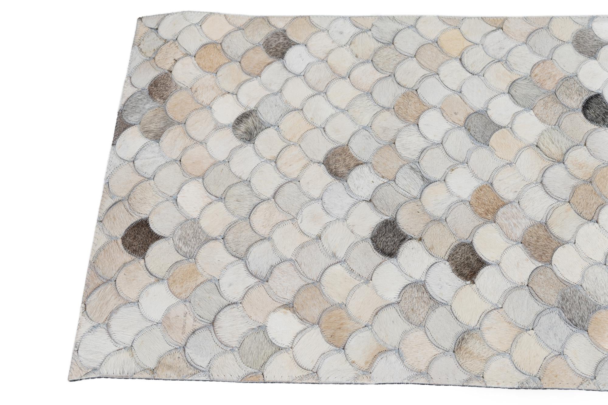 2' x 3' 1 Cowhide Leather Rug