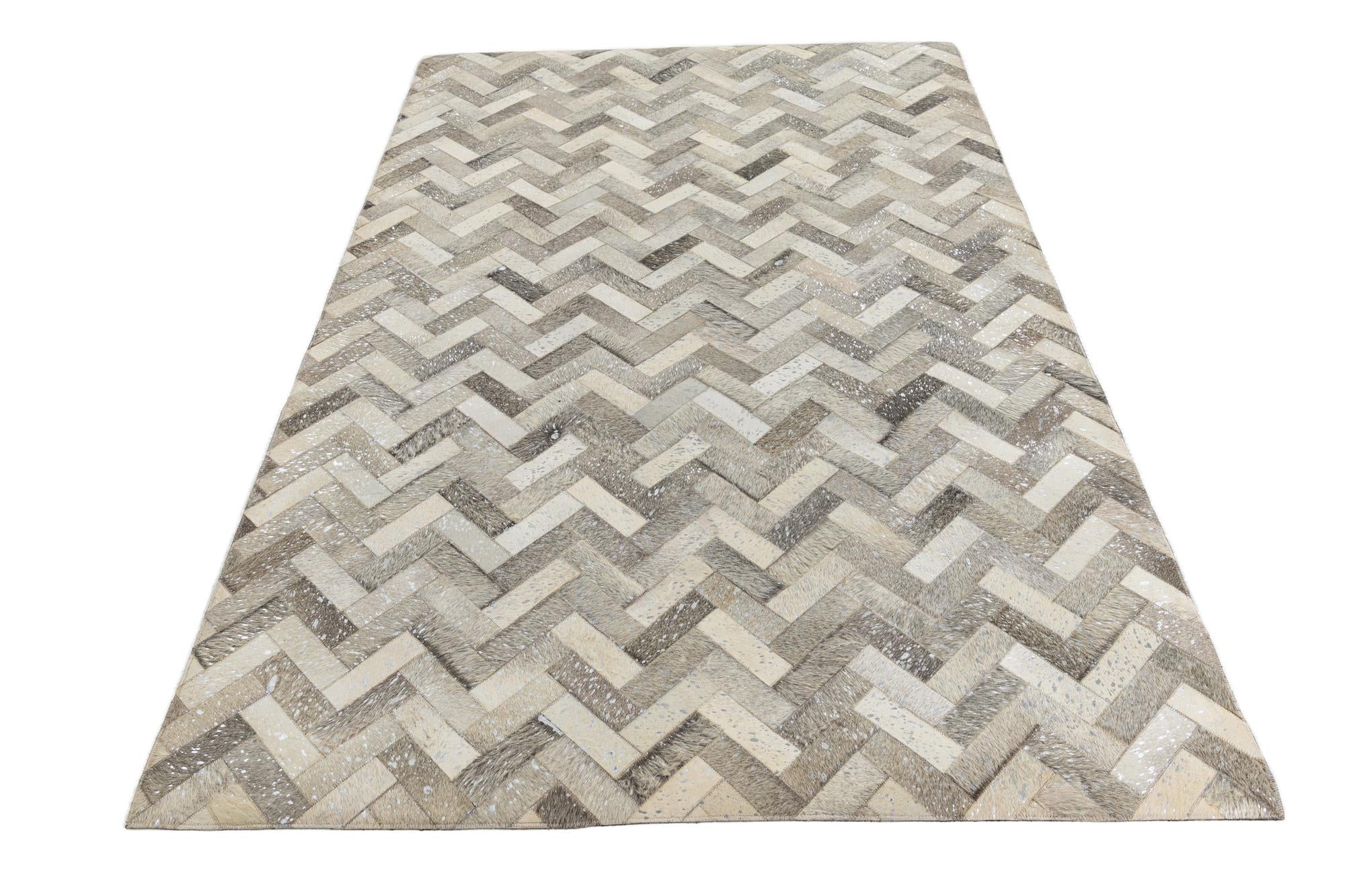 5' x 7' 10 Cowhide Leather Rug