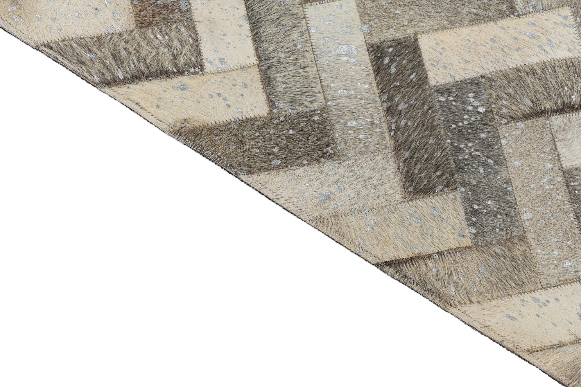 5' x 7' 10 Cowhide Leather Rug