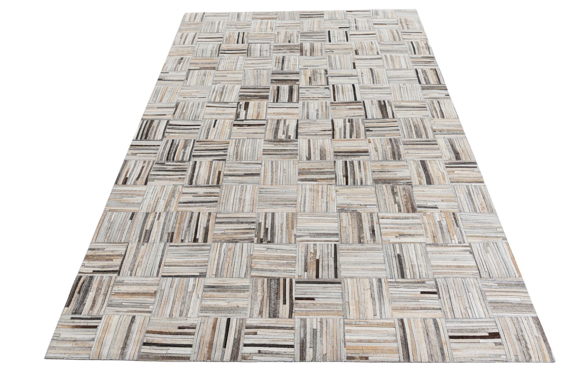 4' 10 x 7' 9 Cowhide Leather Rug