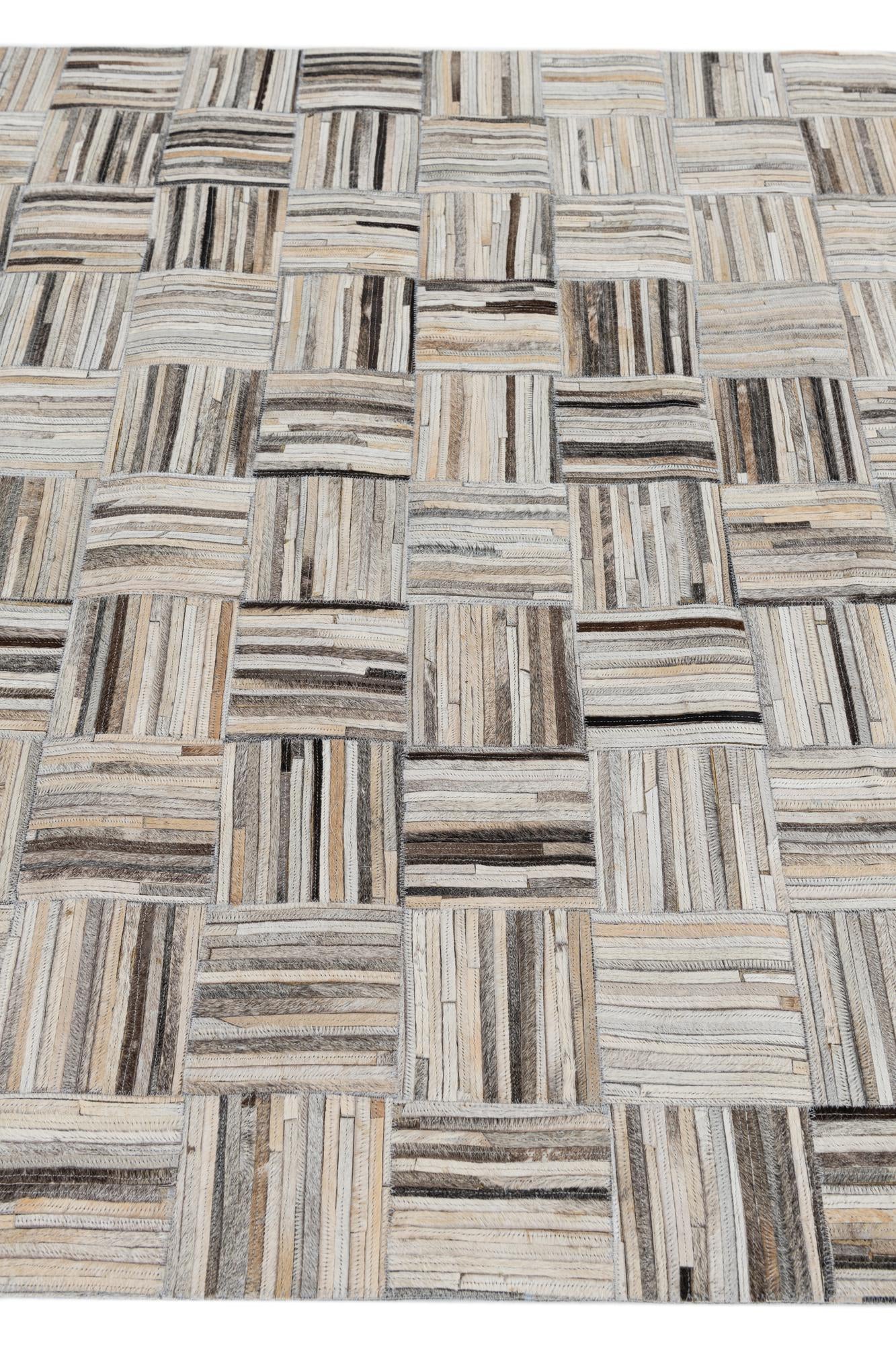 4' 10 x 7' 9 Cowhide Leather Rug