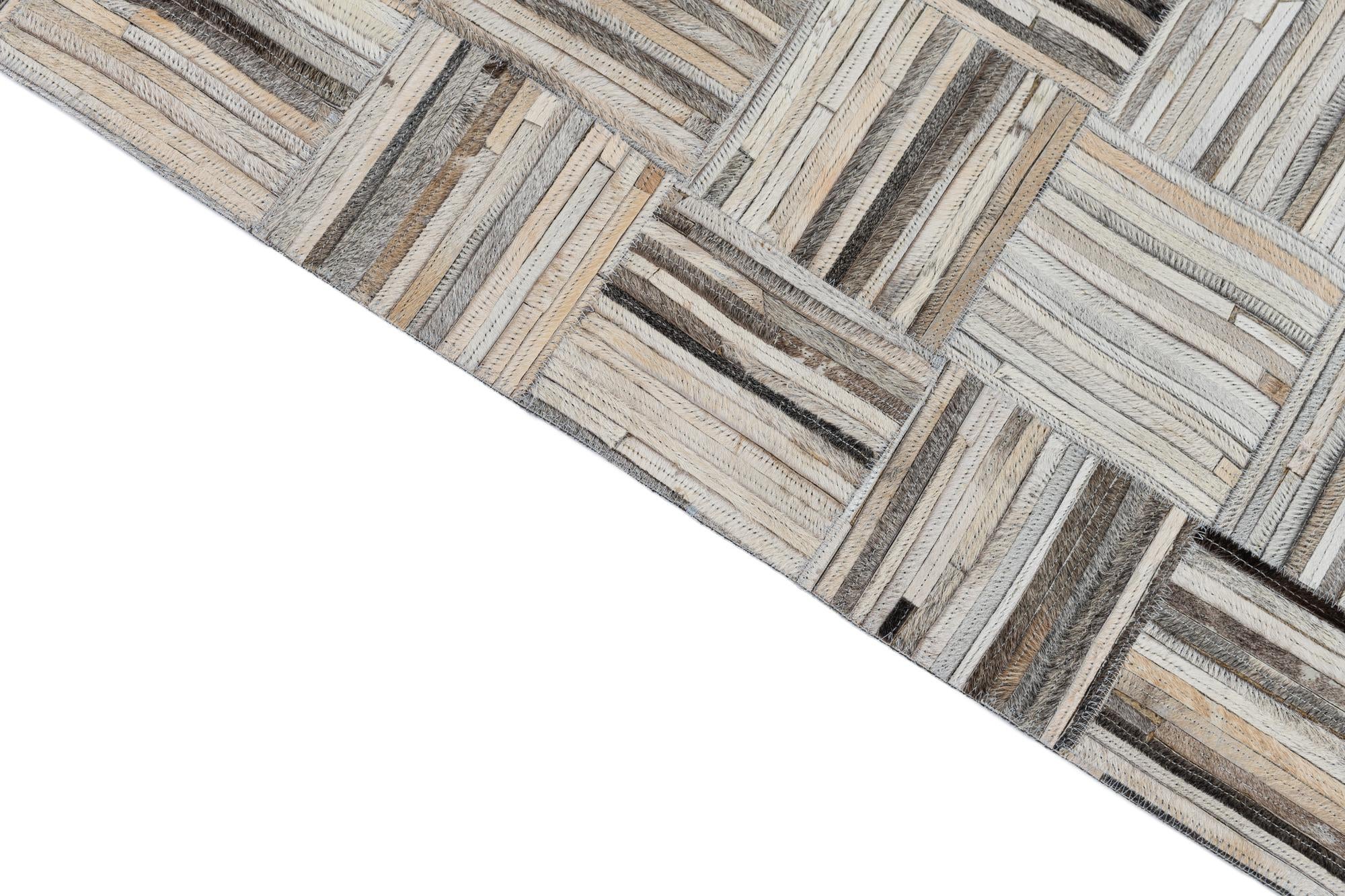 4' 10 x 7' 9 Cowhide Leather Rug