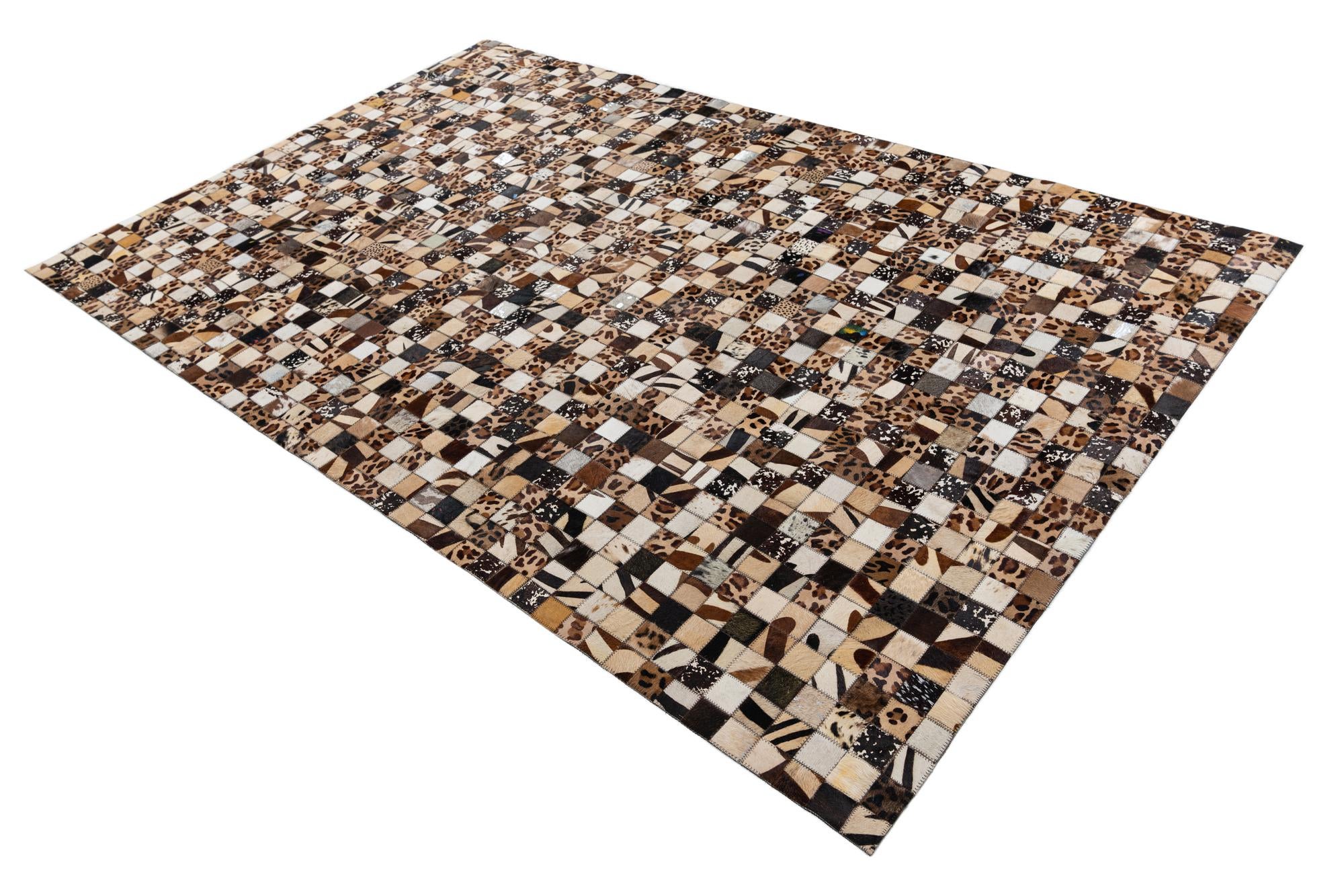 5' 1 x 8' 1 Cowhide Leather Rug