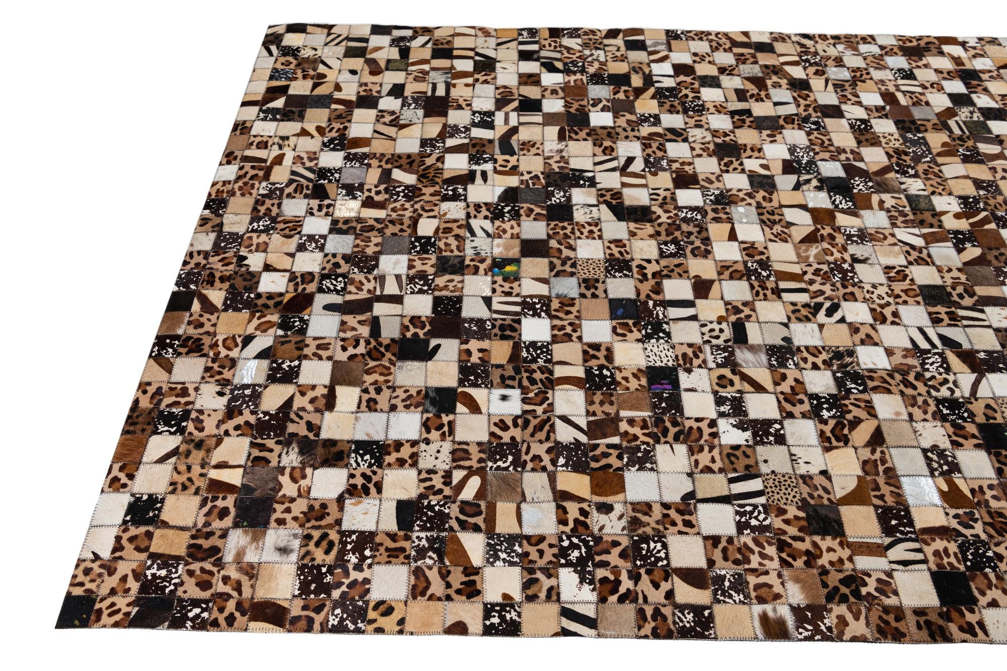 5' 1 x 8' 1 Cowhide Leather Rug