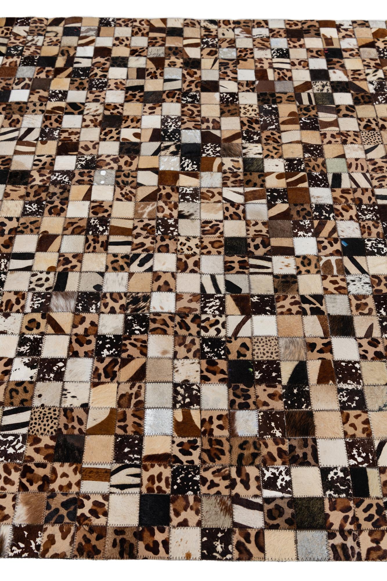 5' 1 x 8' 1 Cowhide Leather Rug