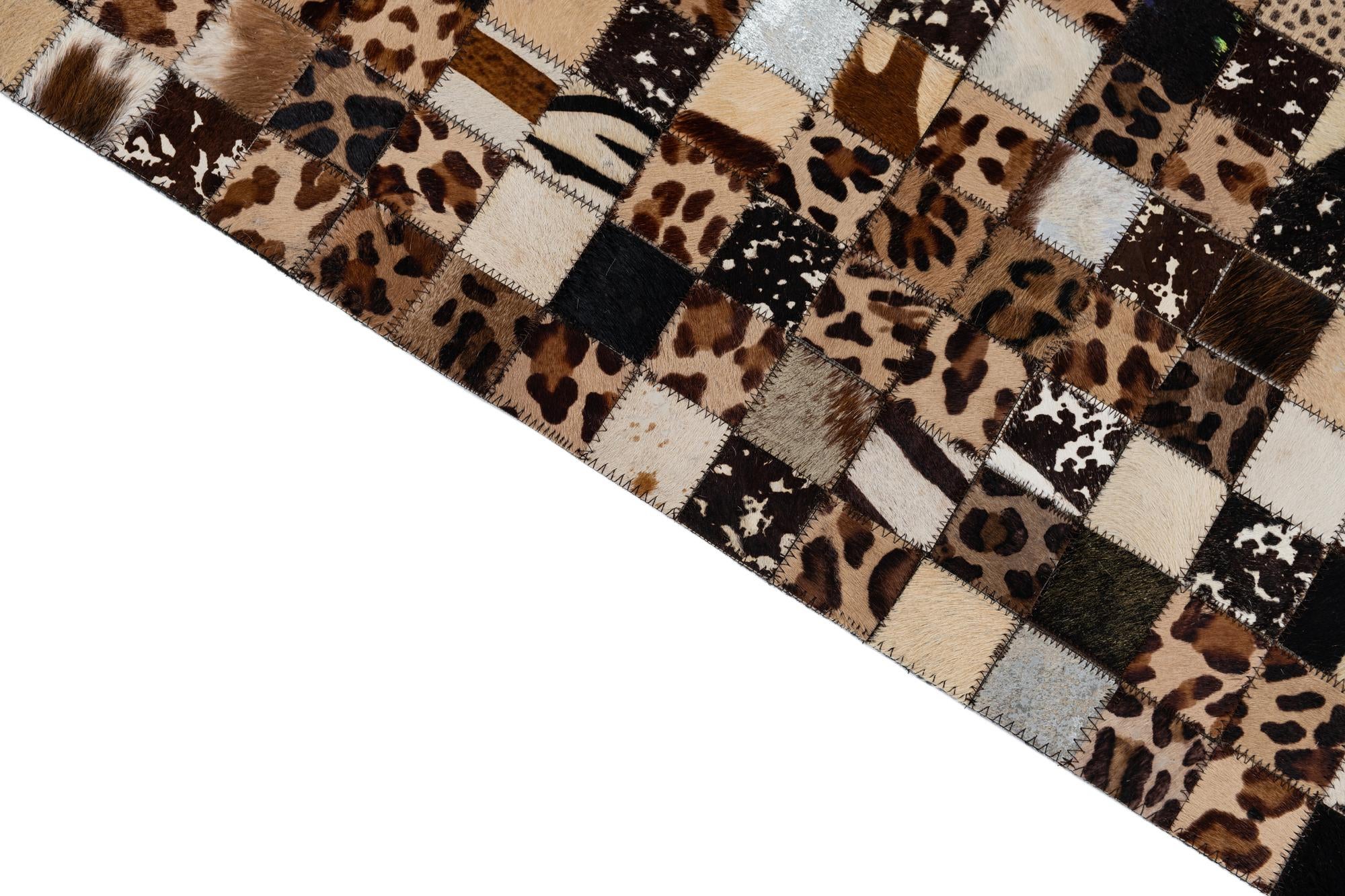 5' 1 x 8' 1 Cowhide Leather Rug