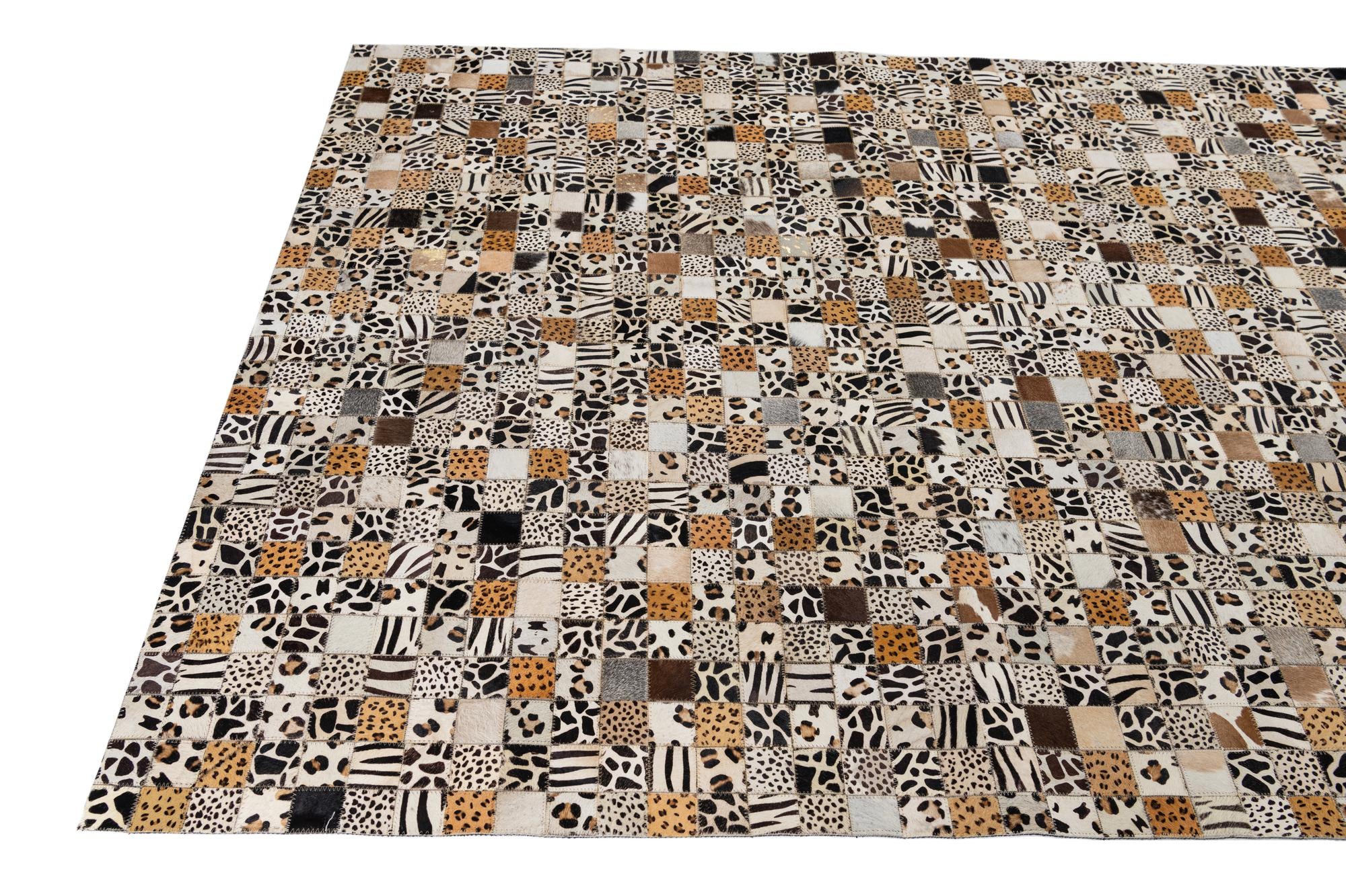 5' 1 x 8' Cowhide Leather Rug