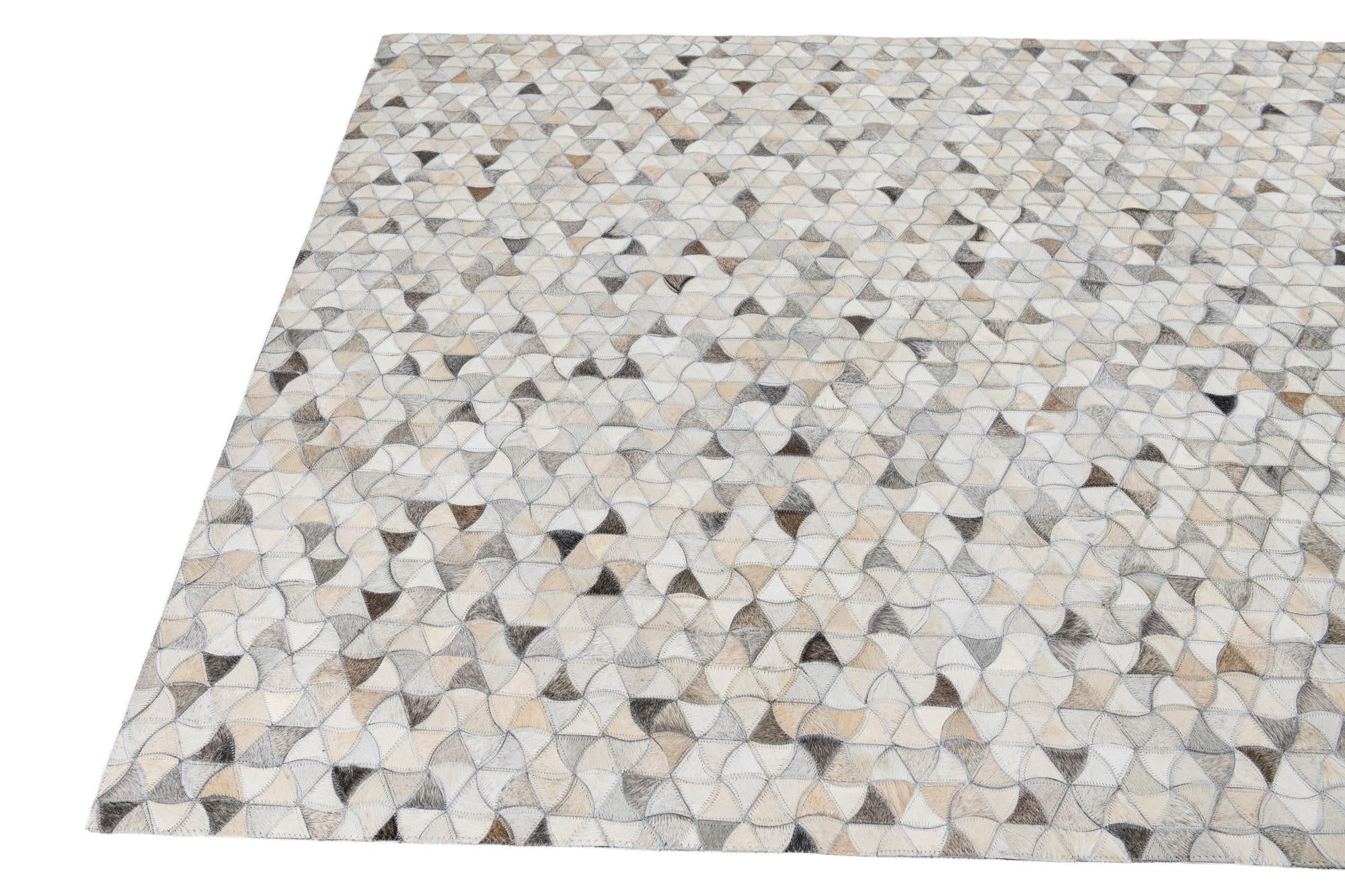 5' 2 x 7' 10 Cowhide Leather Rug