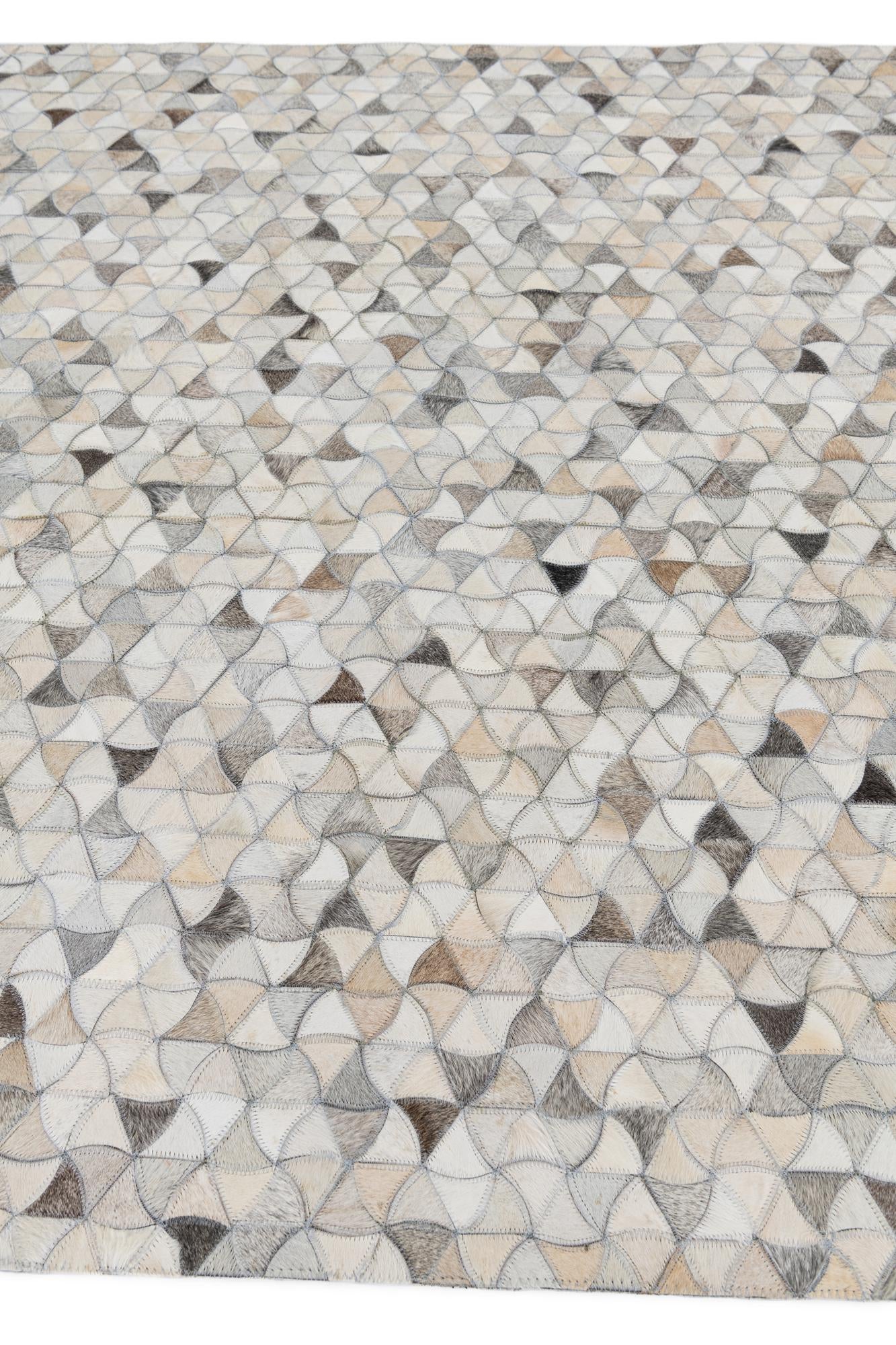5' 2 x 7' 10 Cowhide Leather Rug