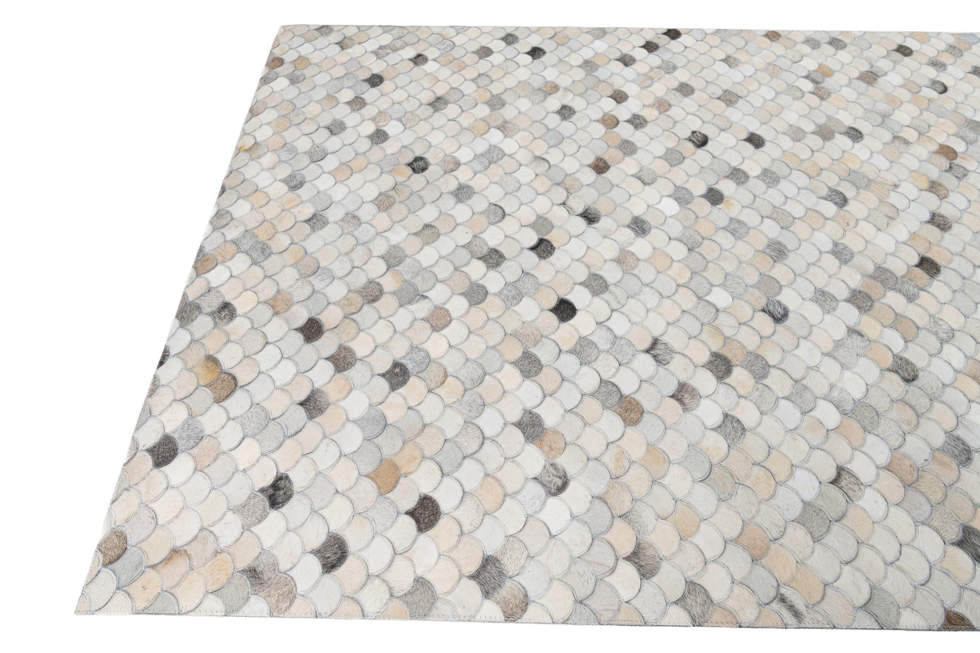 5' 1 x 8' 1 Cowhide Leather Rug