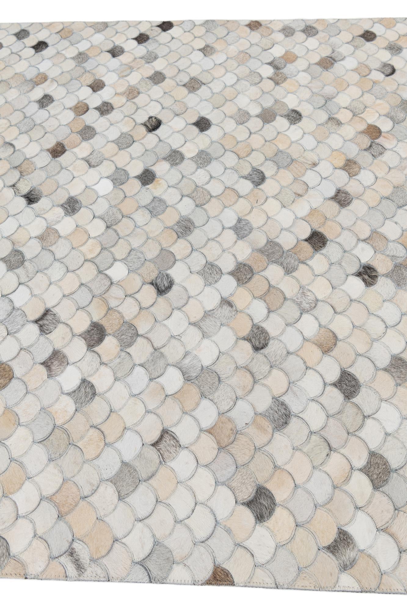 5' 1 x 8' 1 Cowhide Leather Rug
