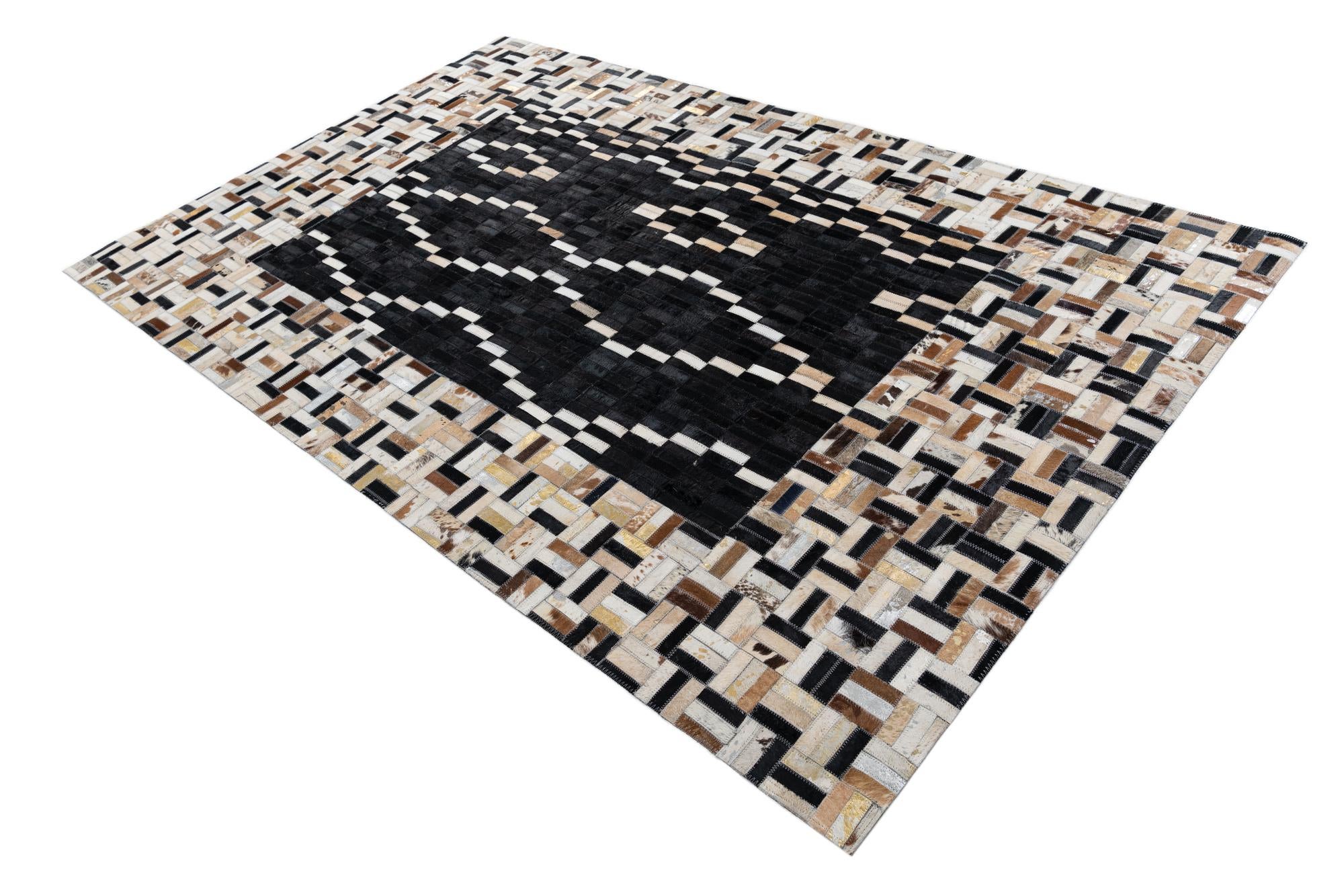 5' x 7' 10 Cowhide Leather Rug