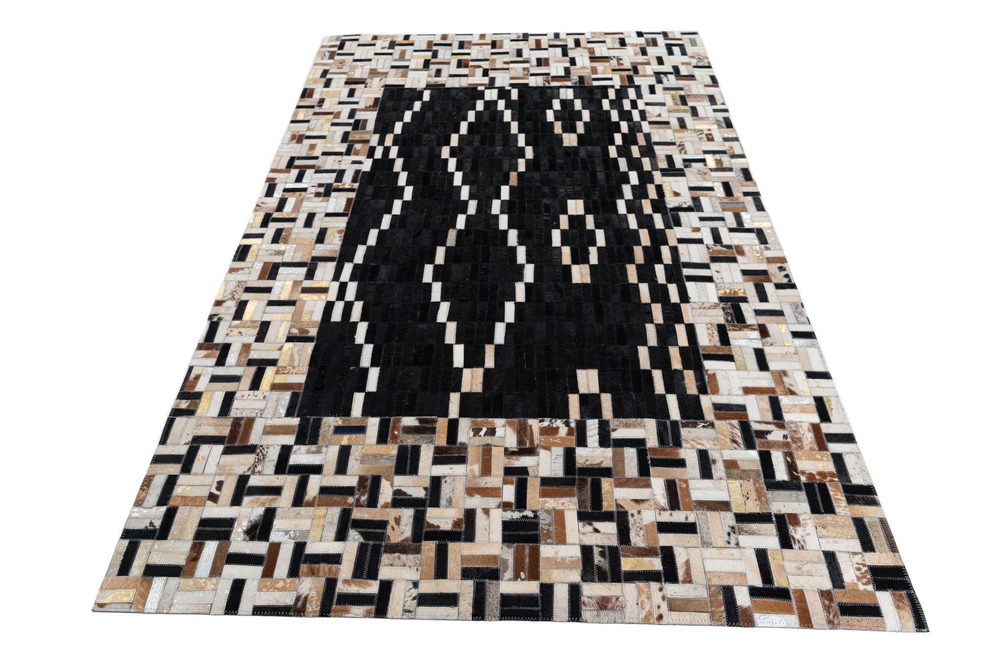 5' x 7' 10 Cowhide Leather Rug