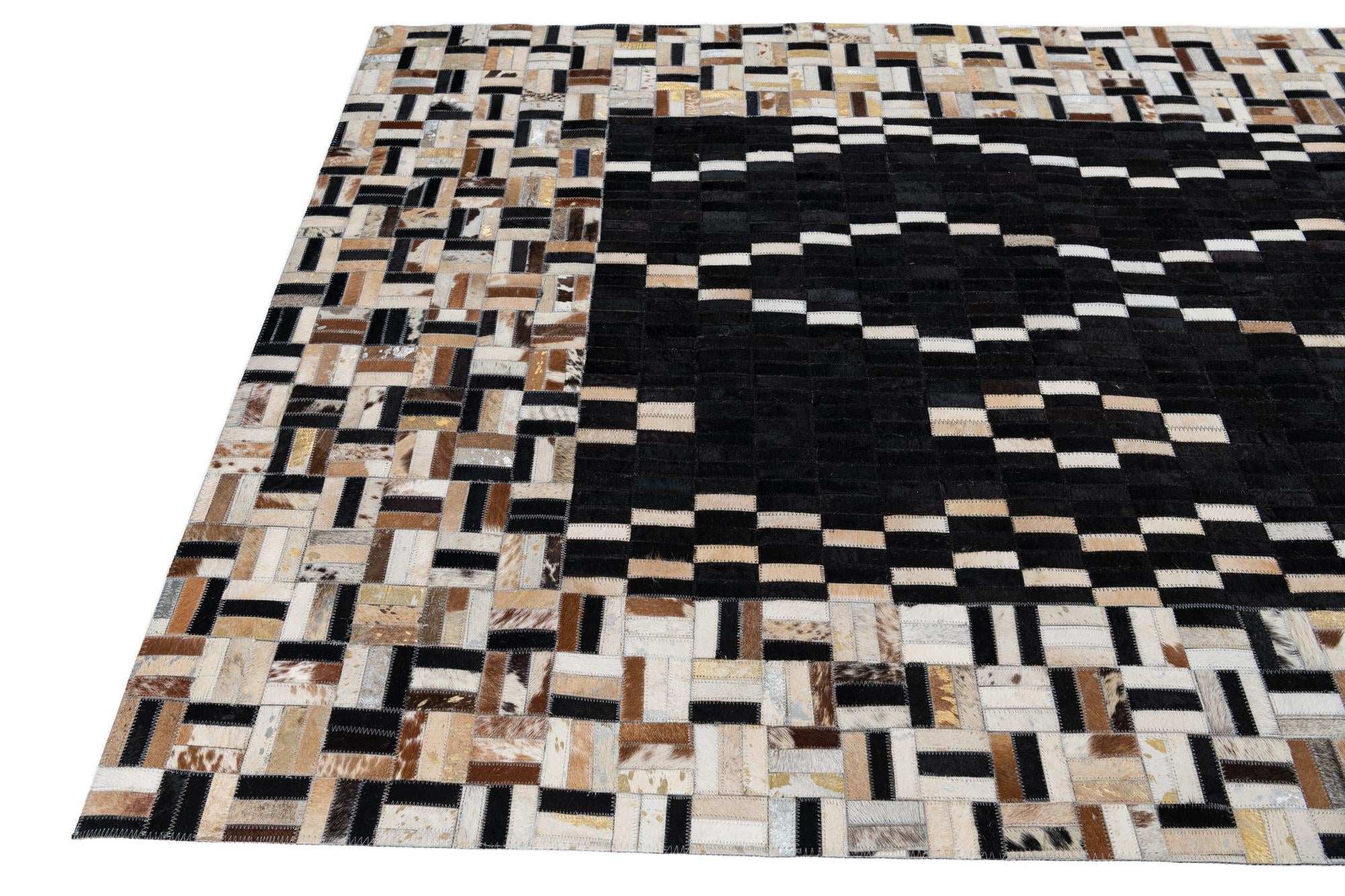 5' x 7' 10 Cowhide Leather Rug