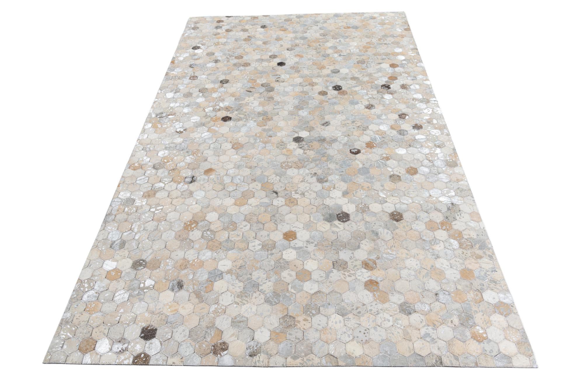 5' x 8' 1 Cowhide Leather Rug