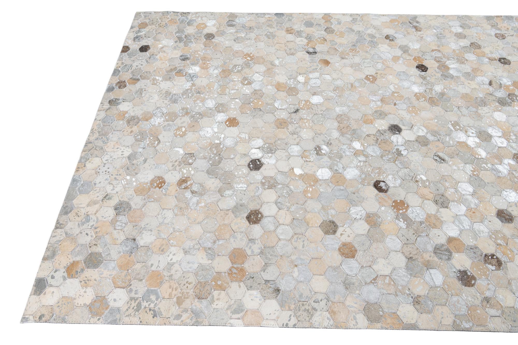 5' x 8' 1 Cowhide Leather Rug