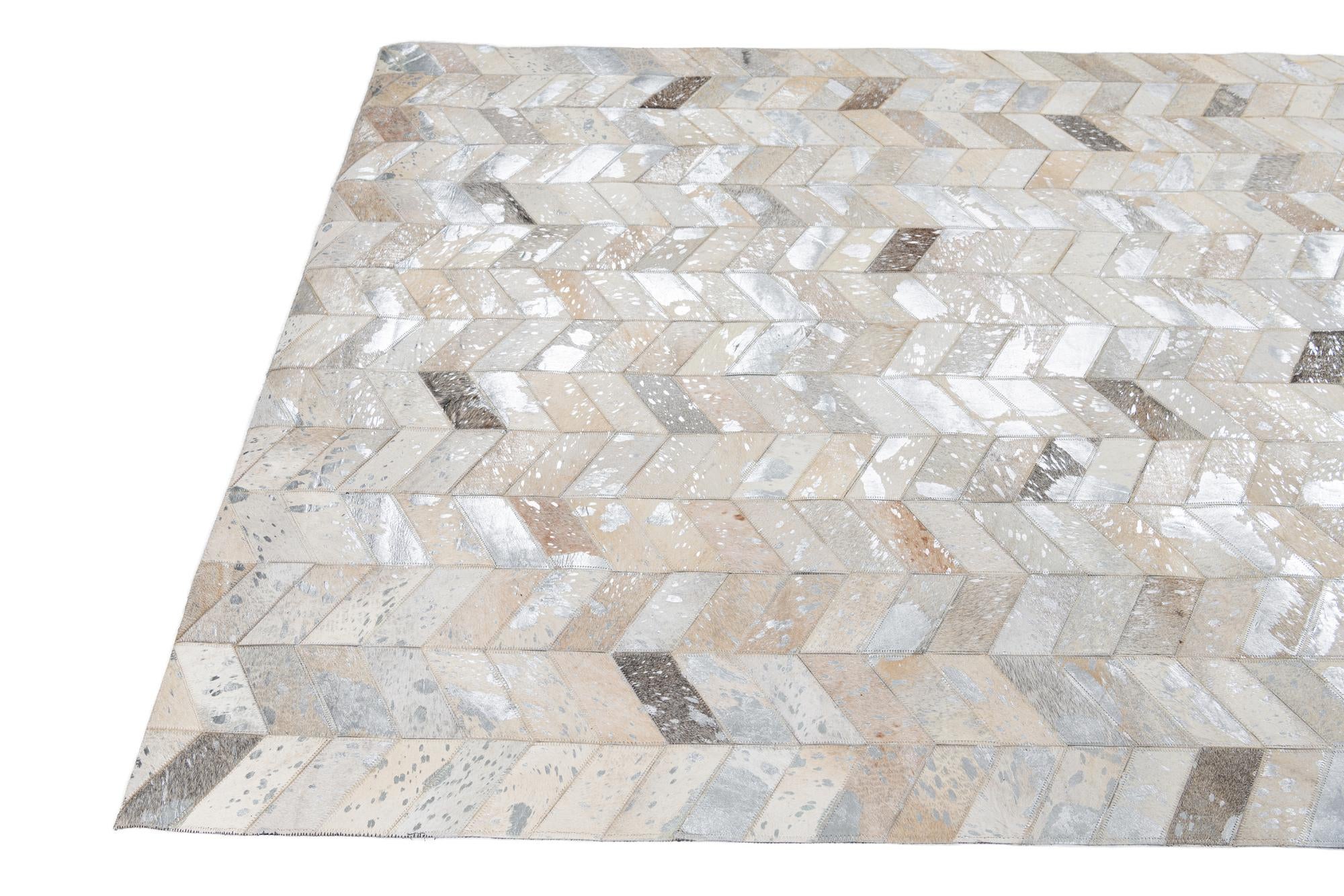 5' x 8' Cowhide Leather Rug
