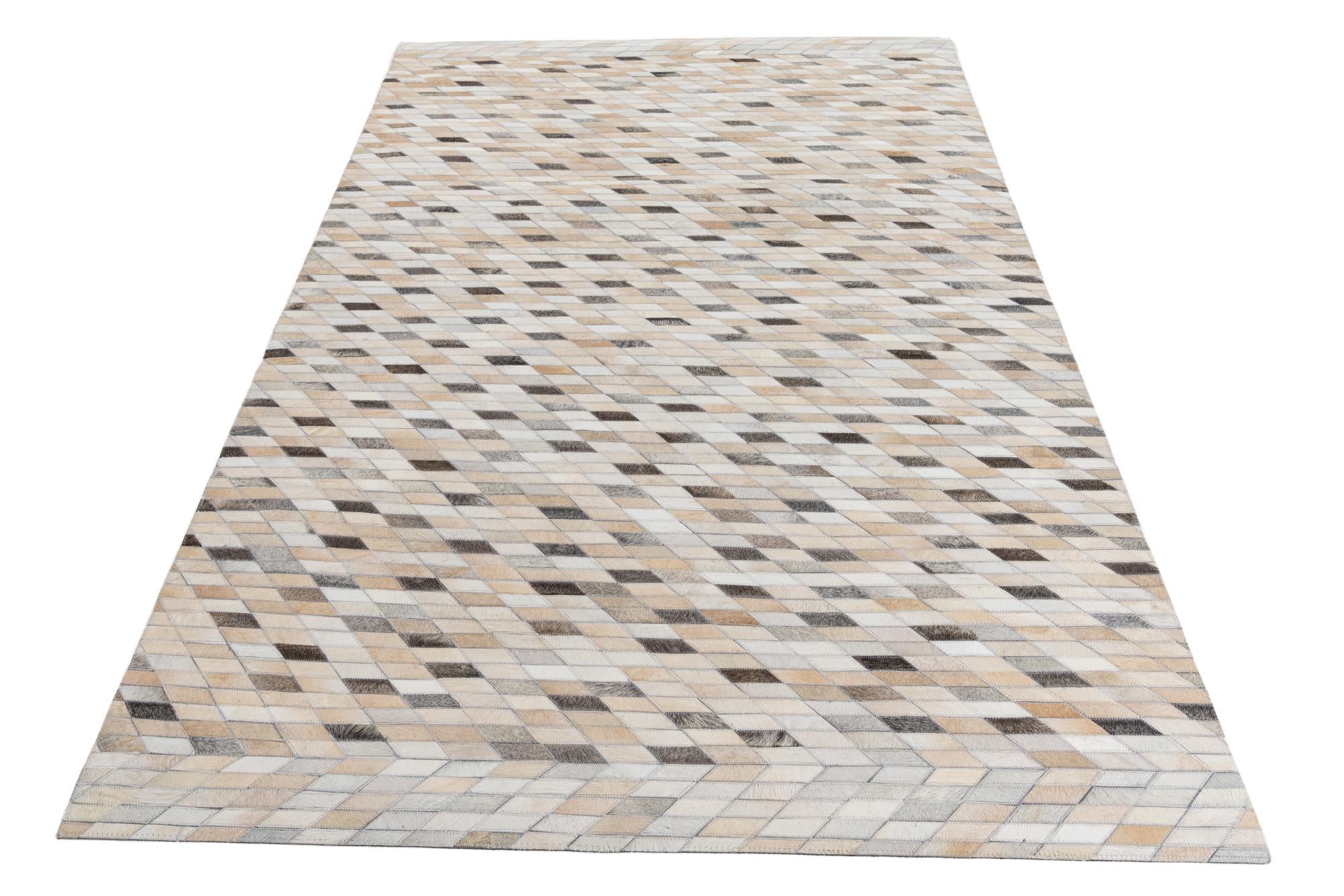 5' 1 x 7' 10 Cowhide Leather Rug