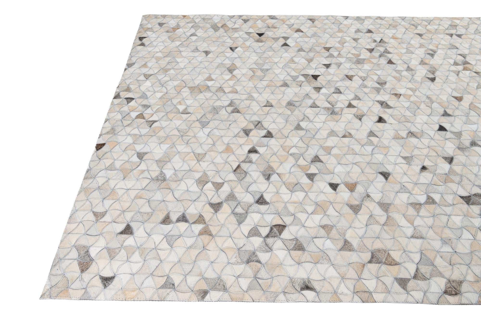 5' 2 x 8' Cowhide Leather Rug