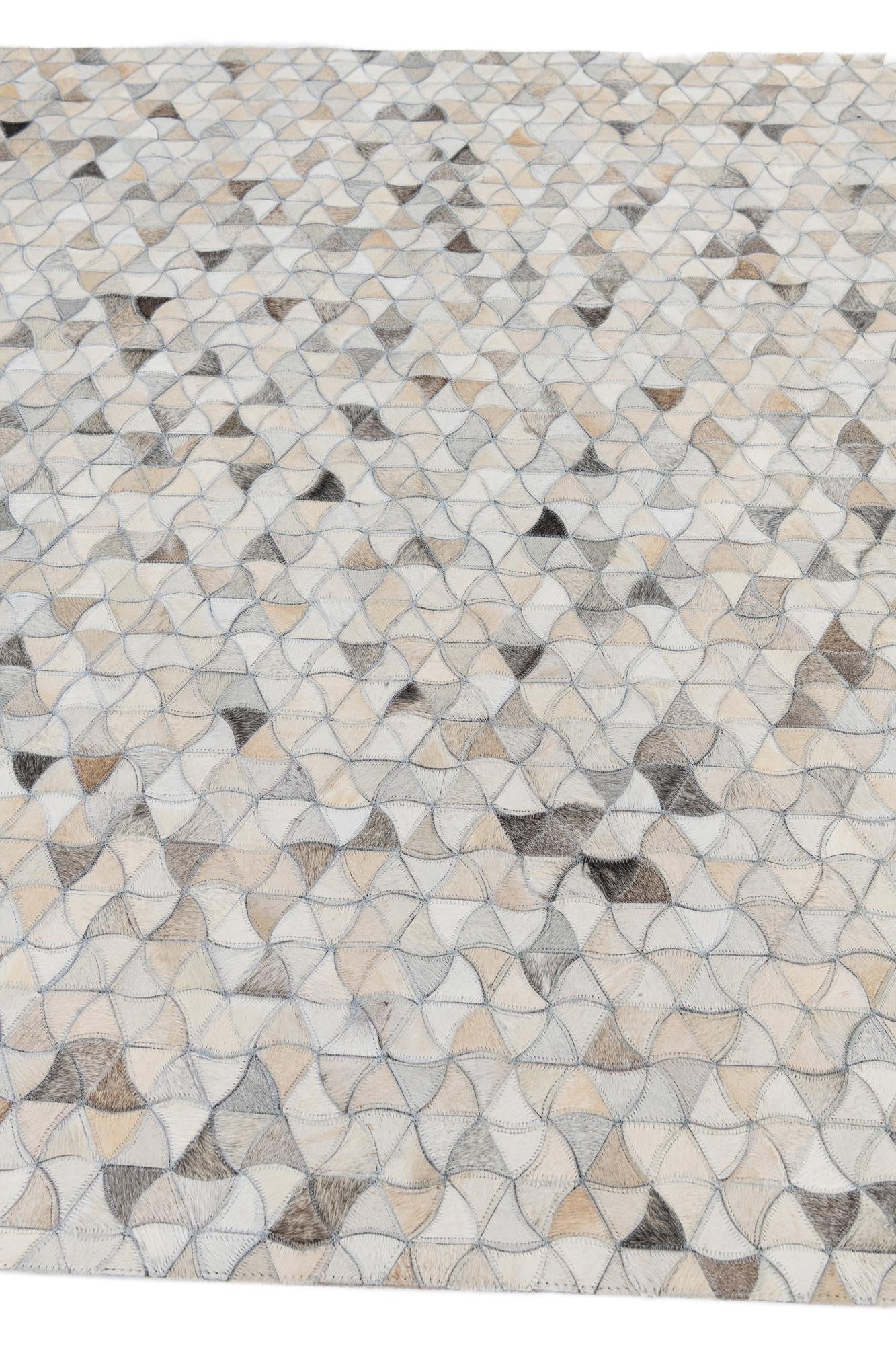 5' 2 x 8' Cowhide Leather Rug