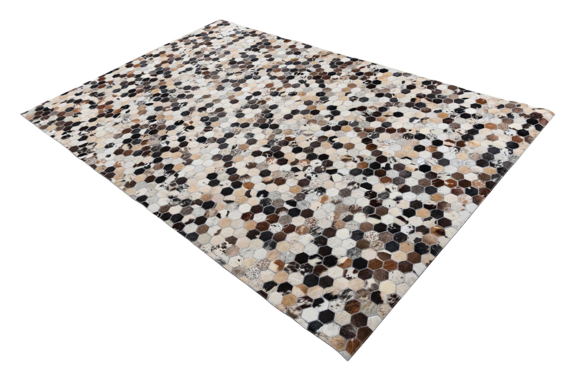 5' x 7' 9 Cowhide Leather Rug
