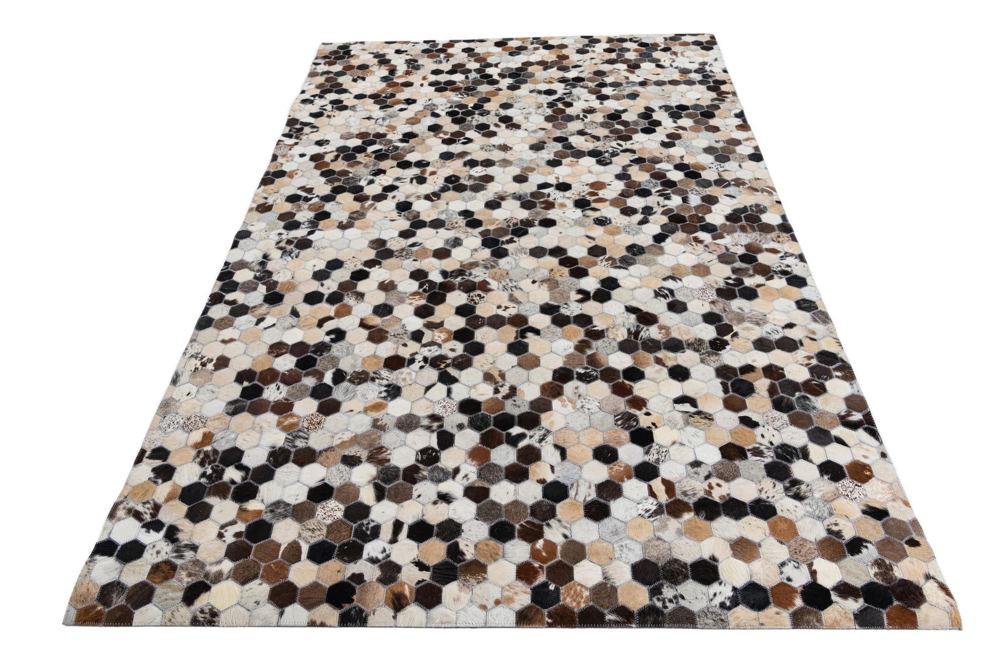5' x 7' 9 Cowhide Leather Rug