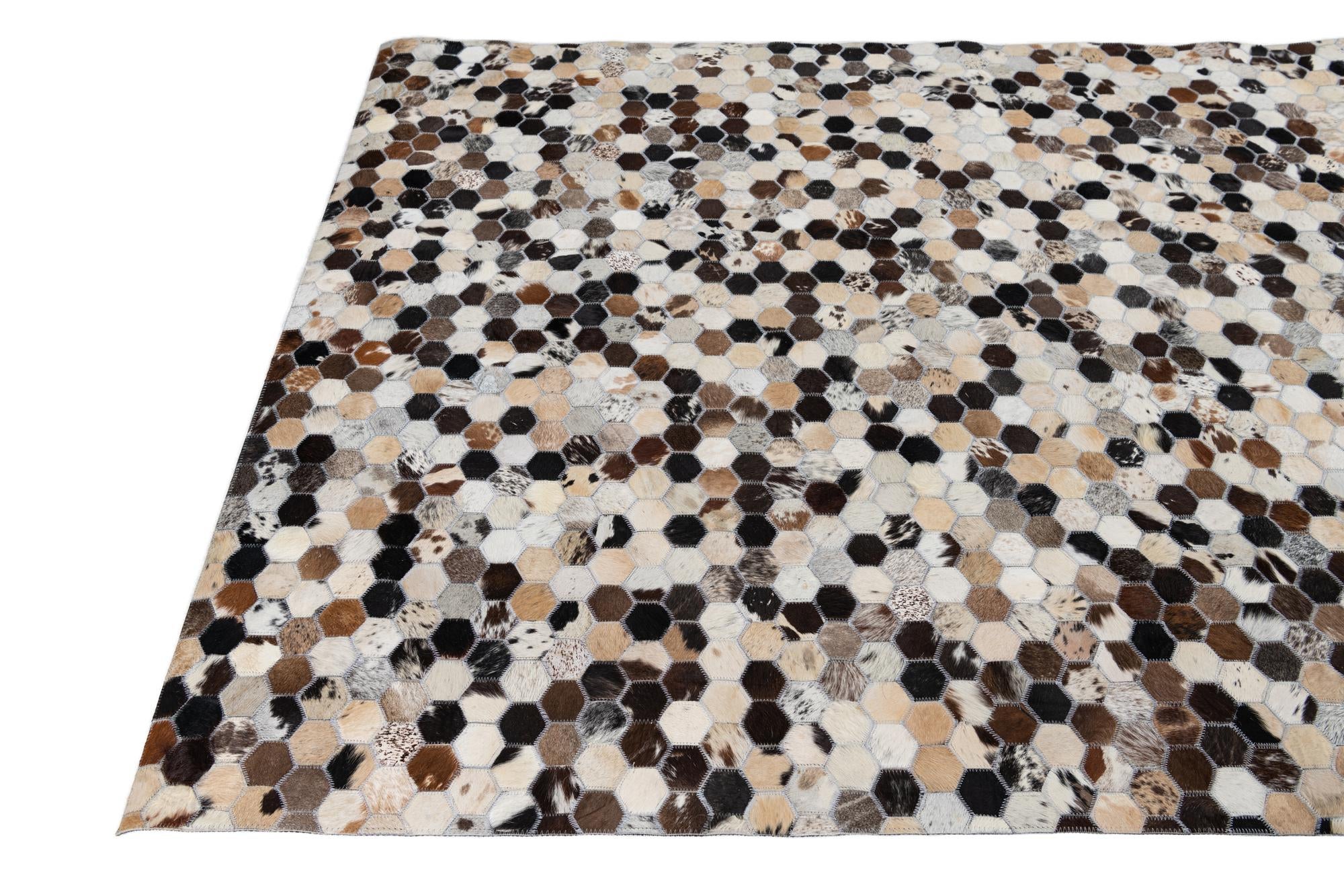 5' x 7' 9 Cowhide Leather Rug