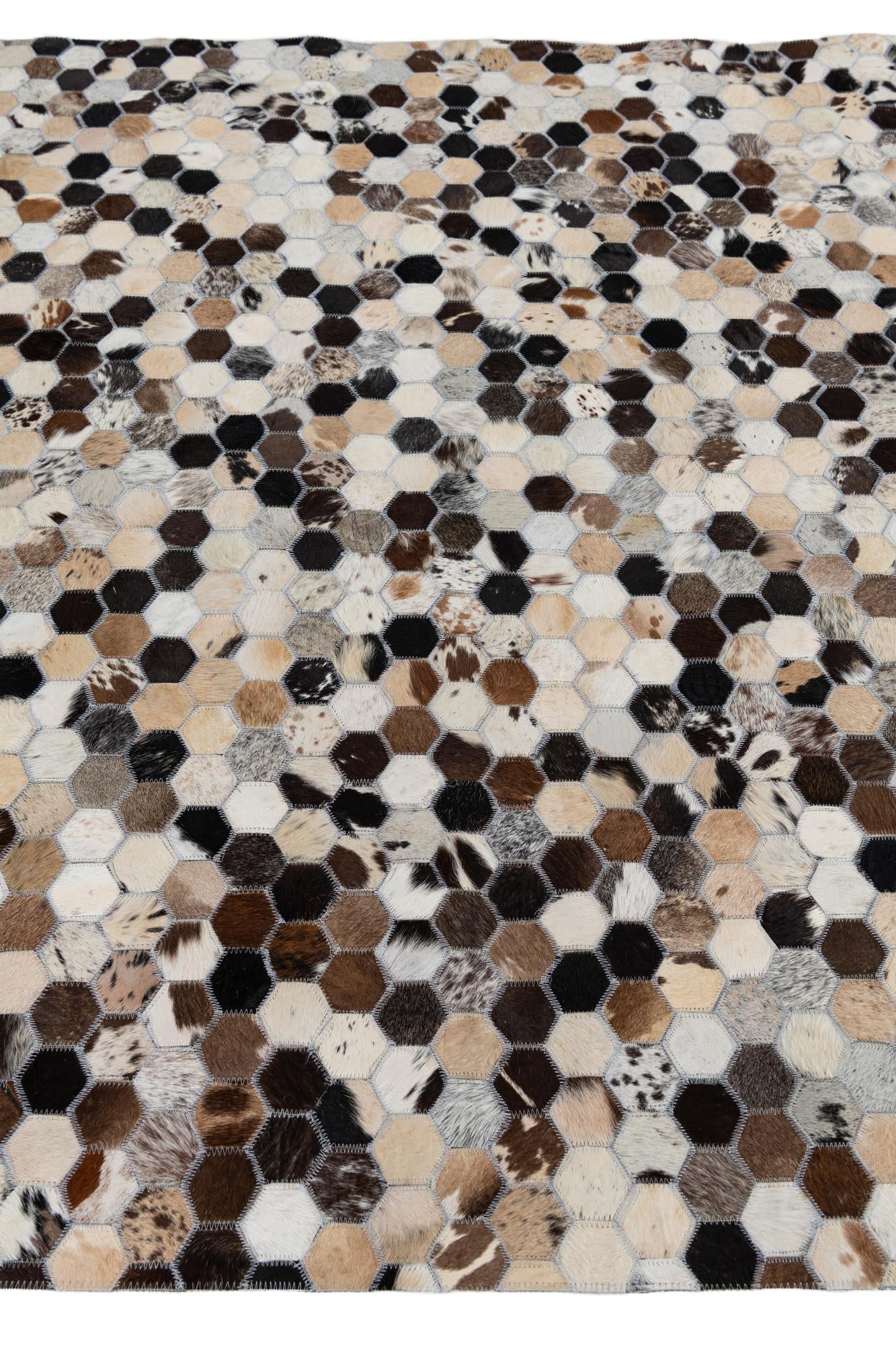 5' x 7' 9 Cowhide Leather Rug