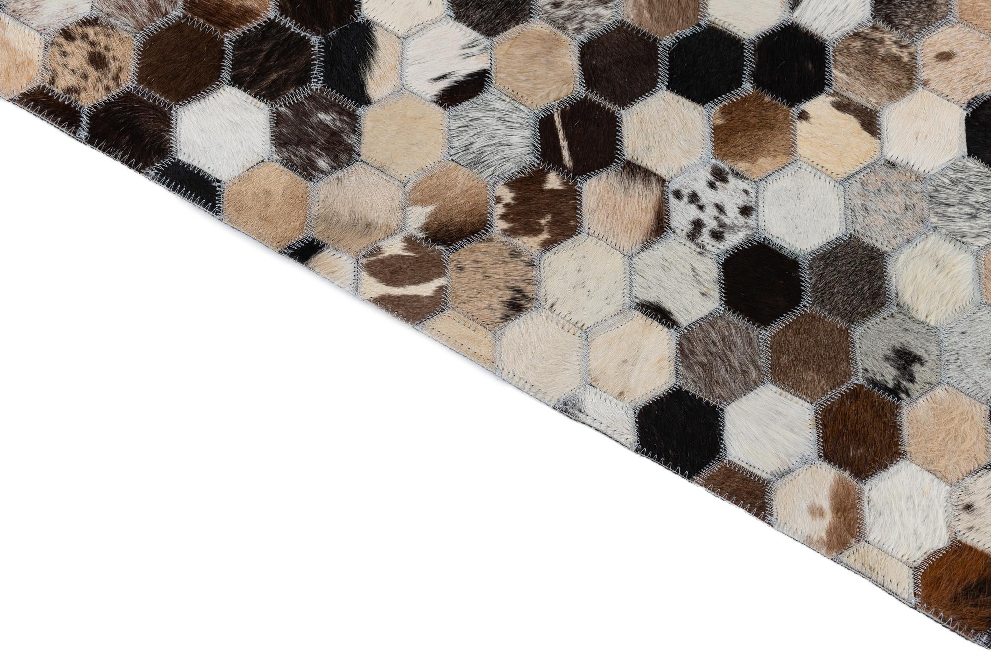 5' x 7' 9 Cowhide Leather Rug