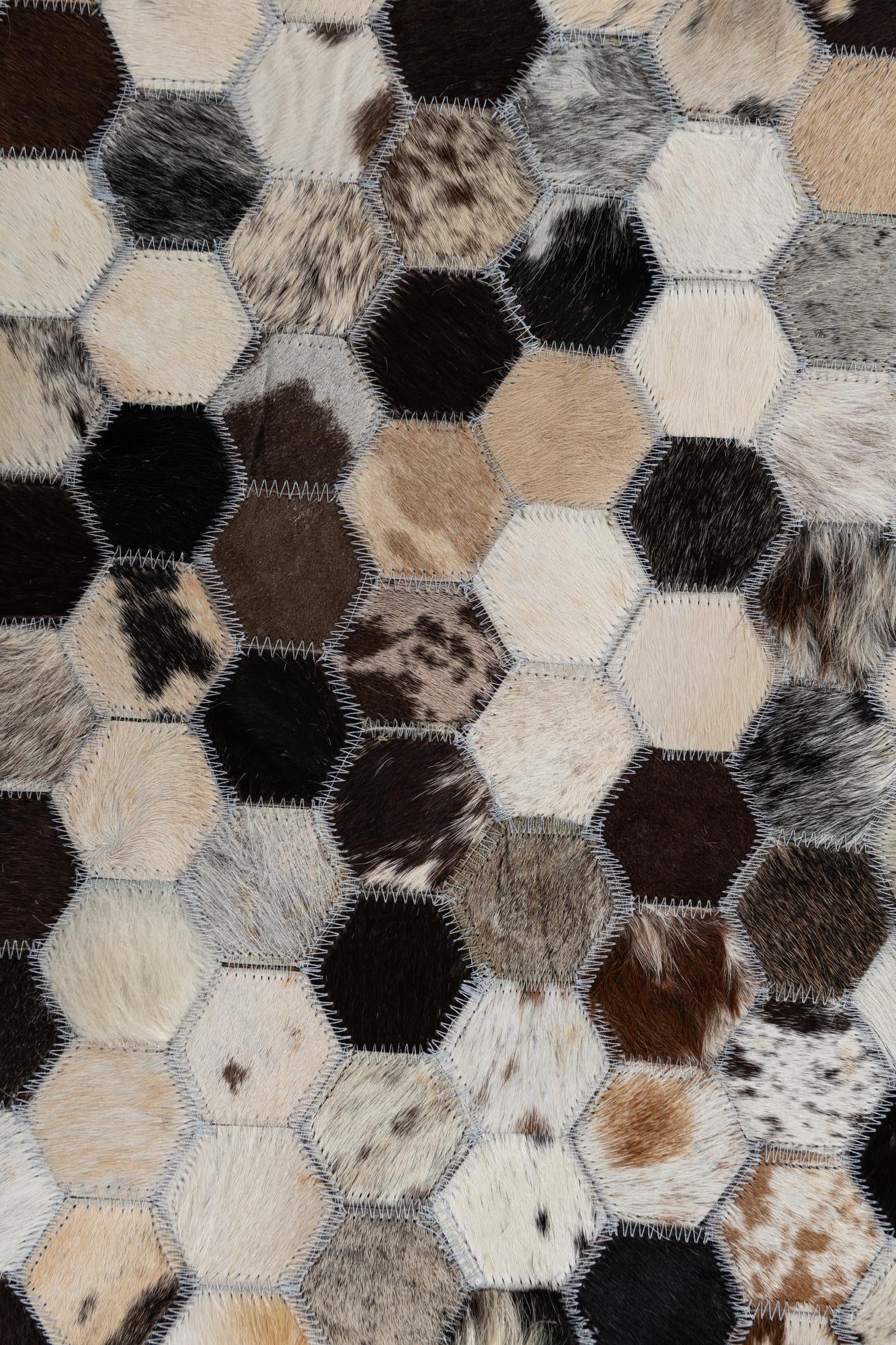5' x 7' 9 Cowhide Leather Rug