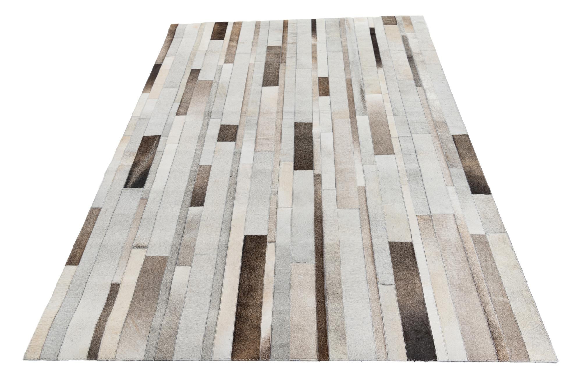 5' 3 x 7' 4 Cowhide Leather Rug