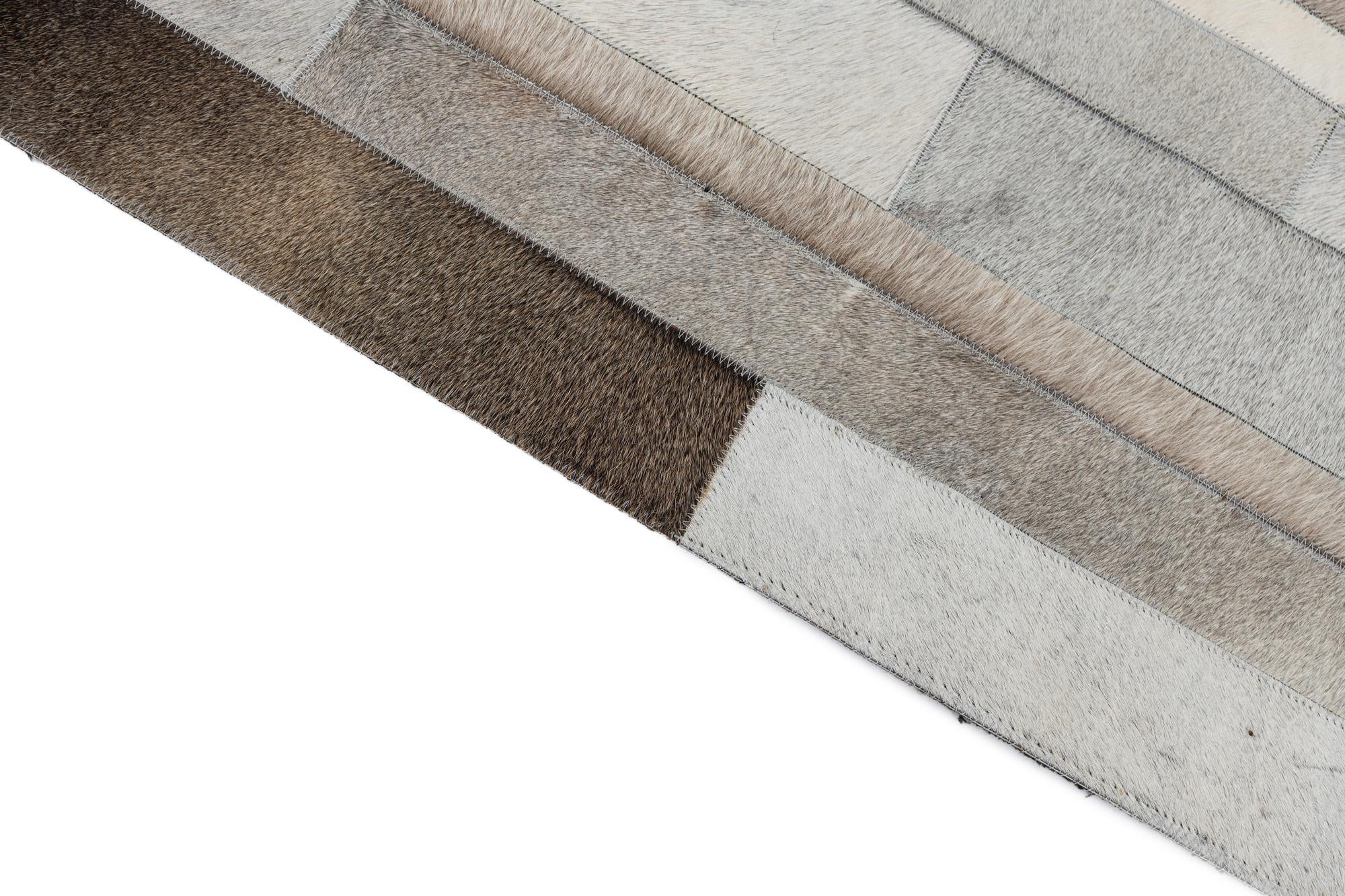 5' 3 x 7' 4 Cowhide Leather Rug