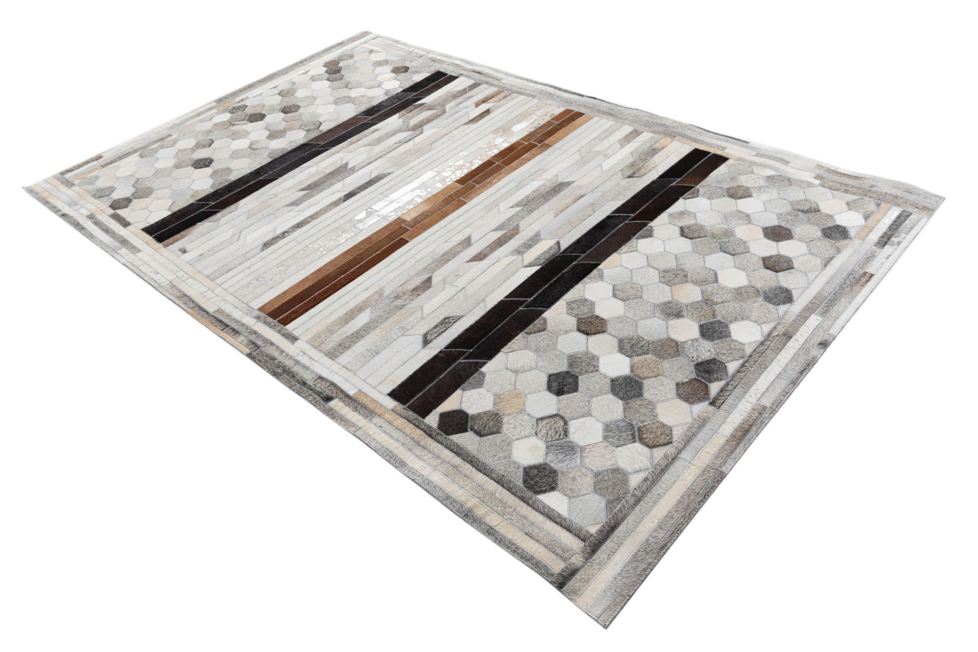 5' x 7' 9 Cowhide Leather Rug