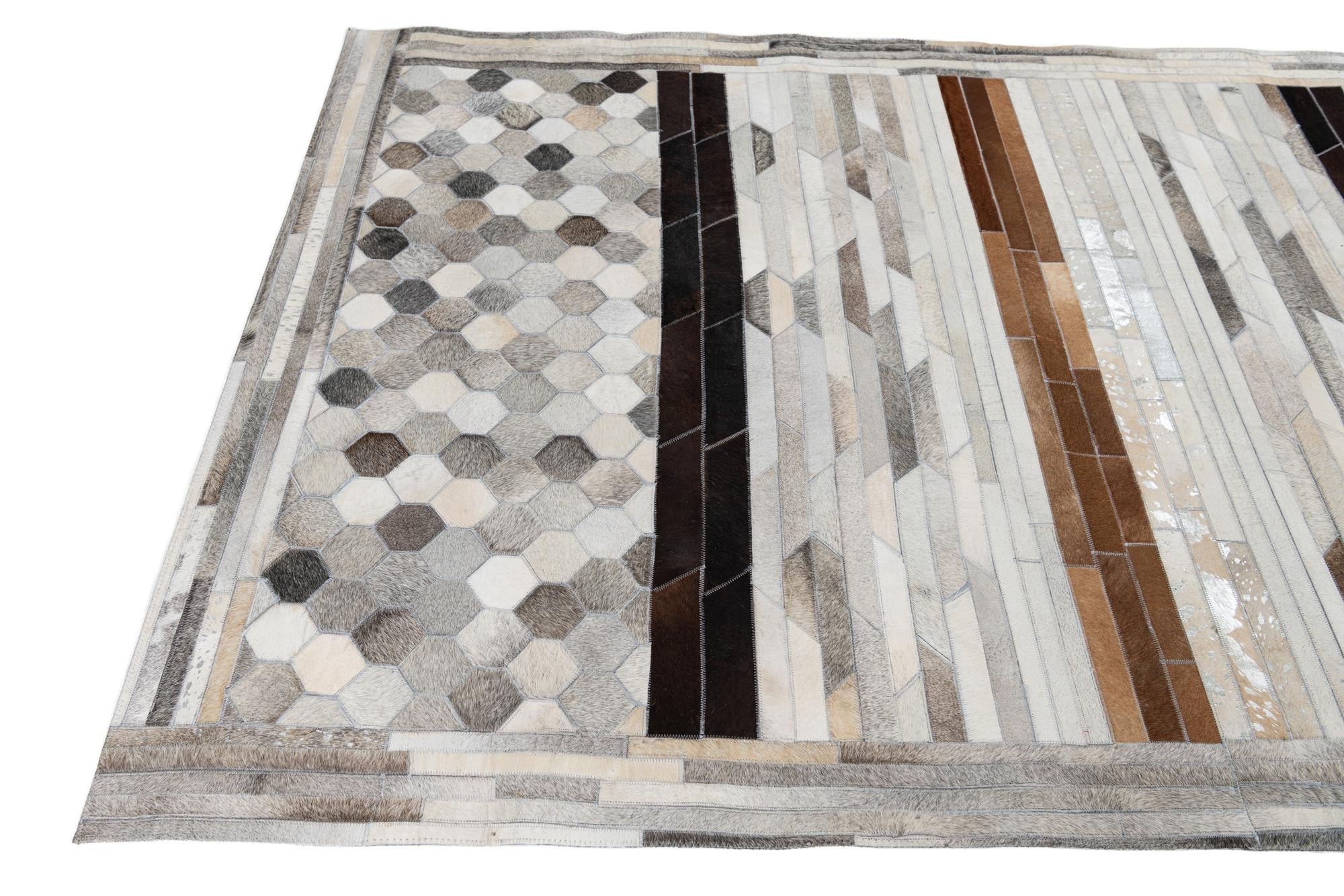 5' x 7' 9 Cowhide Leather Rug