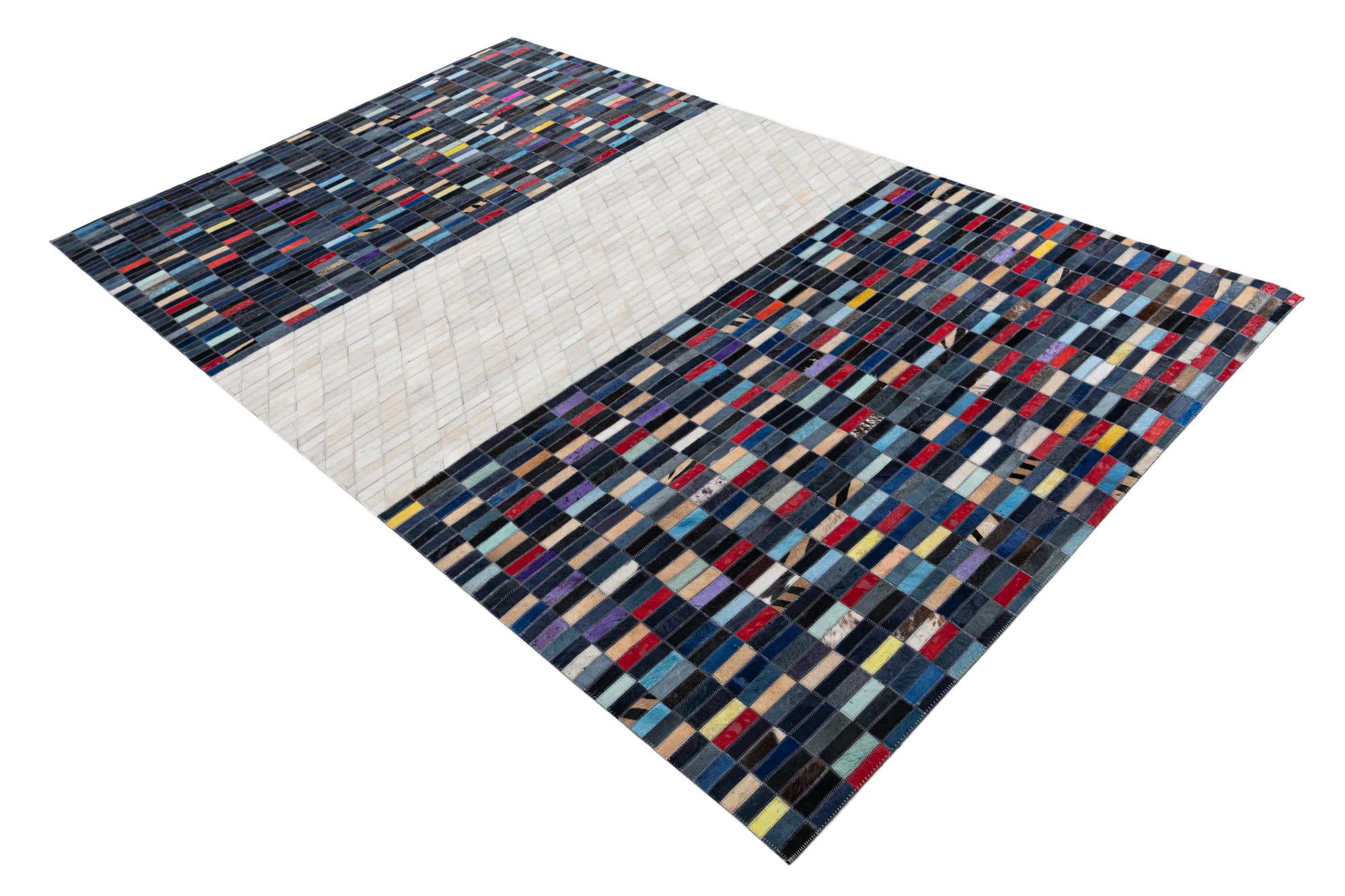 5' 1 x 8' Cowhide Leather Rug
