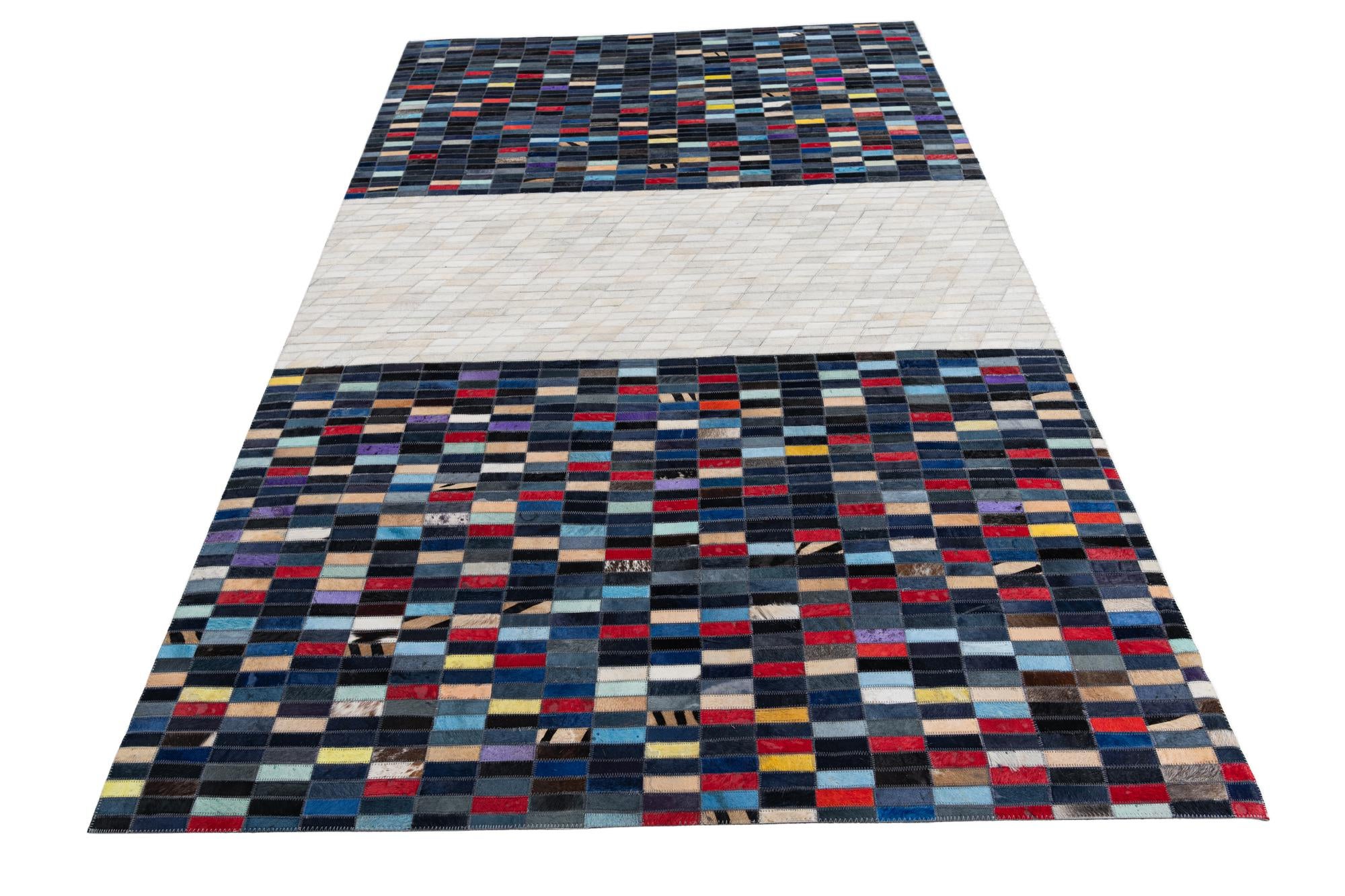 5' 1 x 8' Cowhide Leather Rug