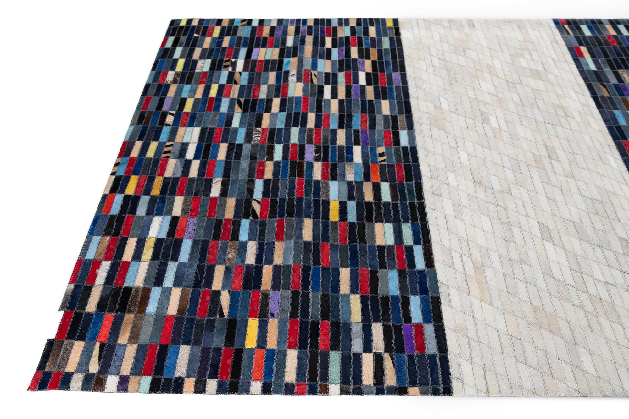 5' 1 x 8' Cowhide Leather Rug