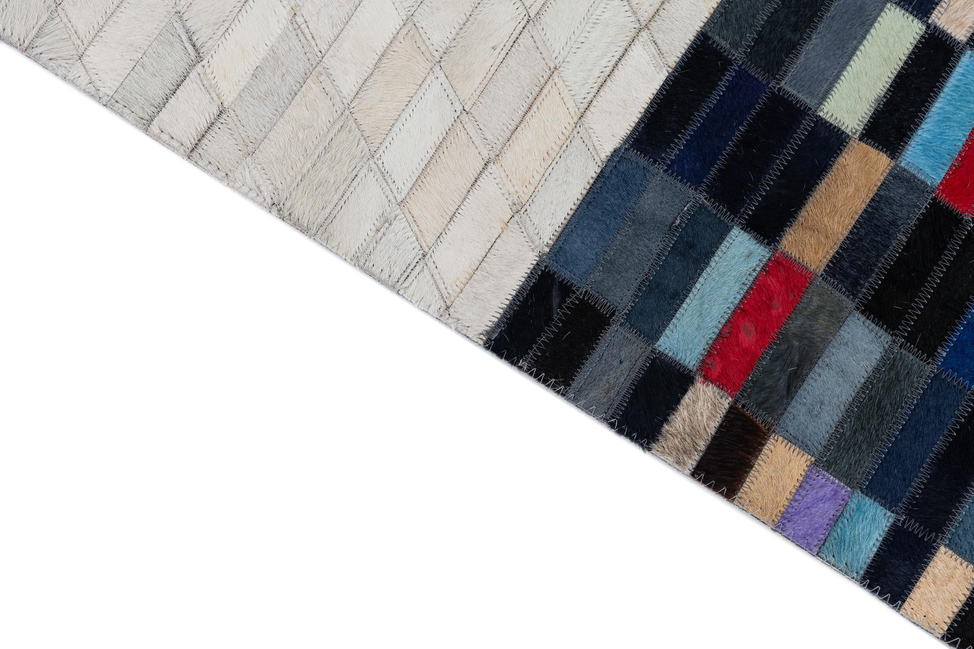 5' 1 x 8' Cowhide Leather Rug