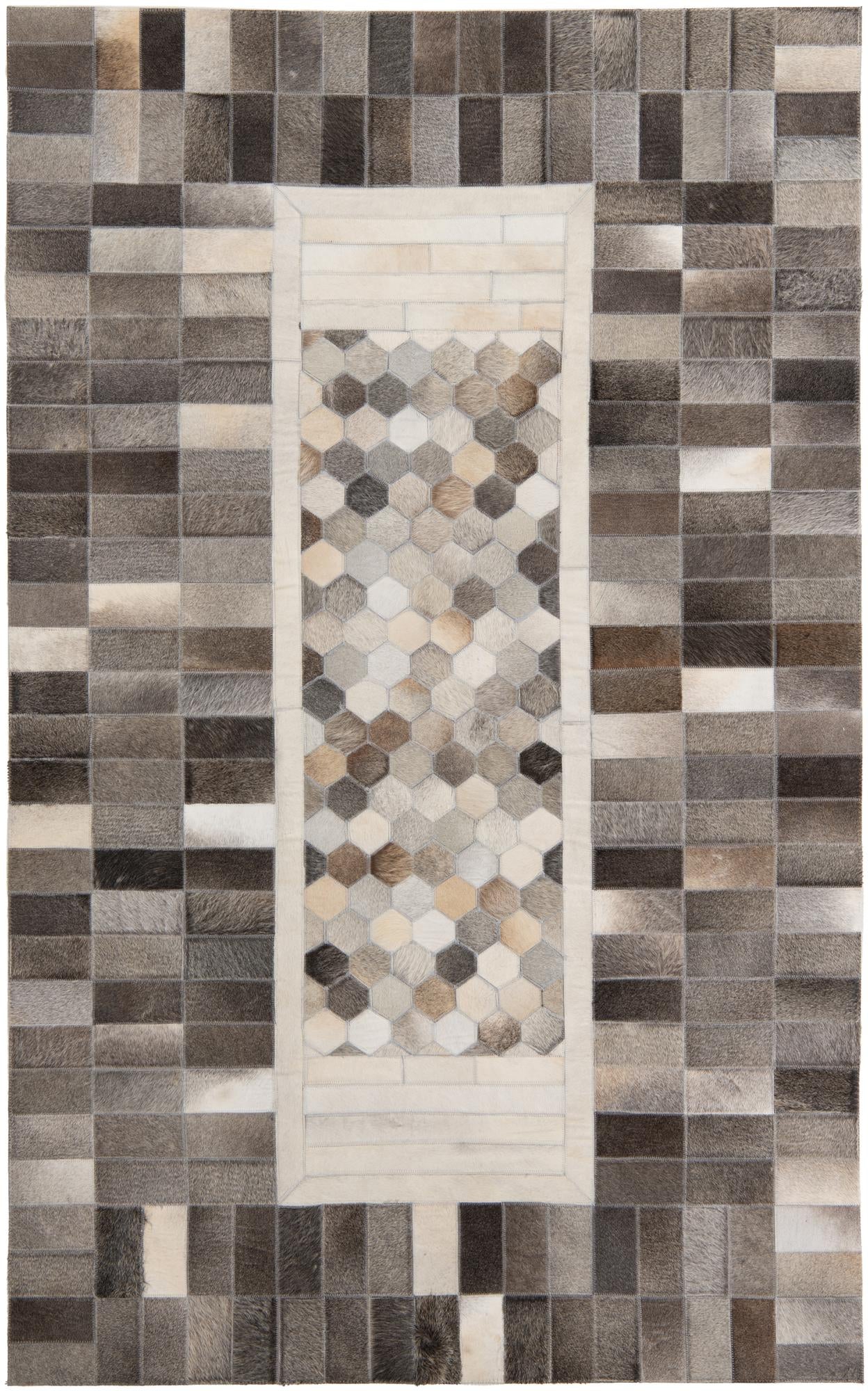 4' 10 x 7' 9 Cowhide Leather Rug