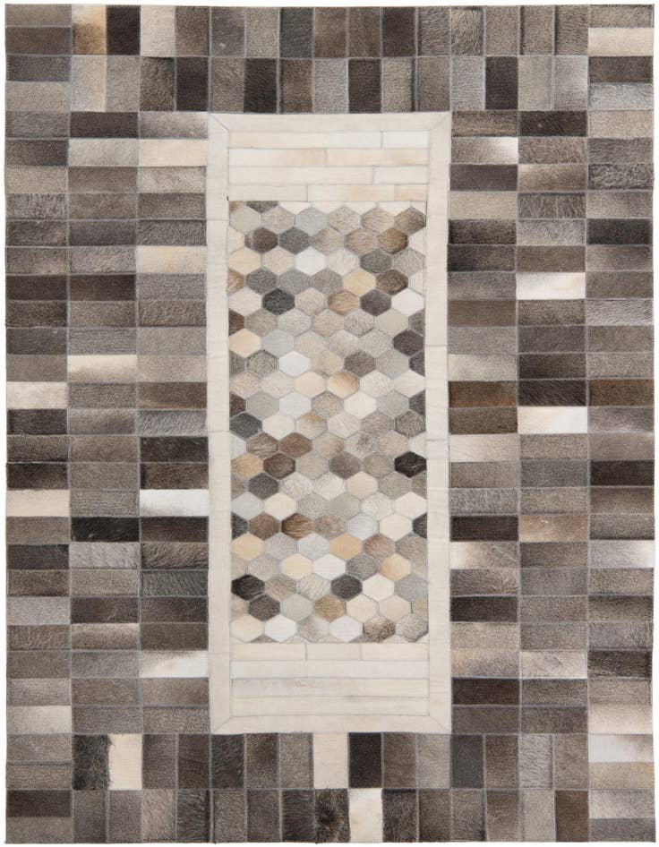 Detail image of 4' 10 x 7' 9 Cowhide Leather Rug