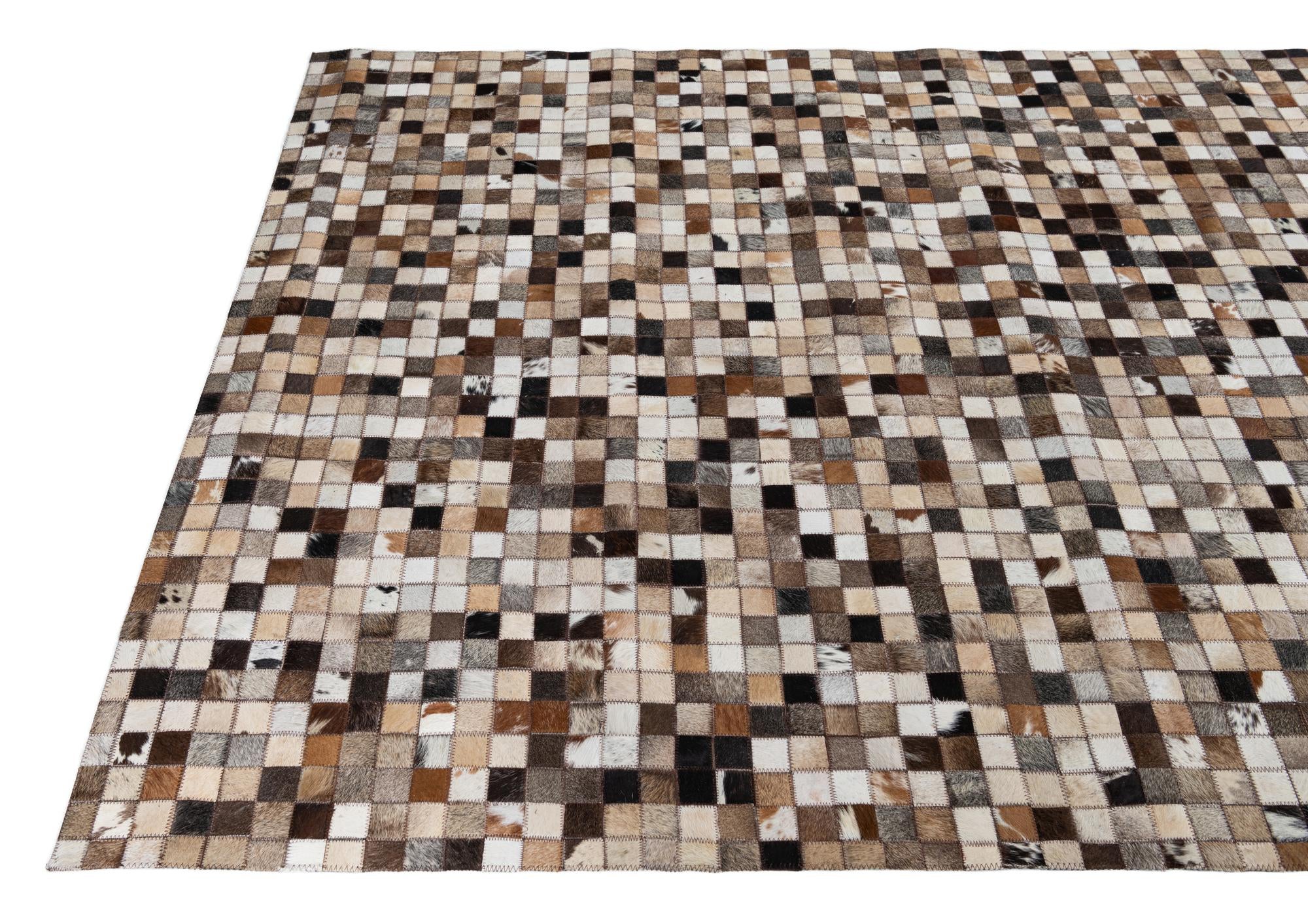 5' x 7' 10 Cowhide Leather Rug