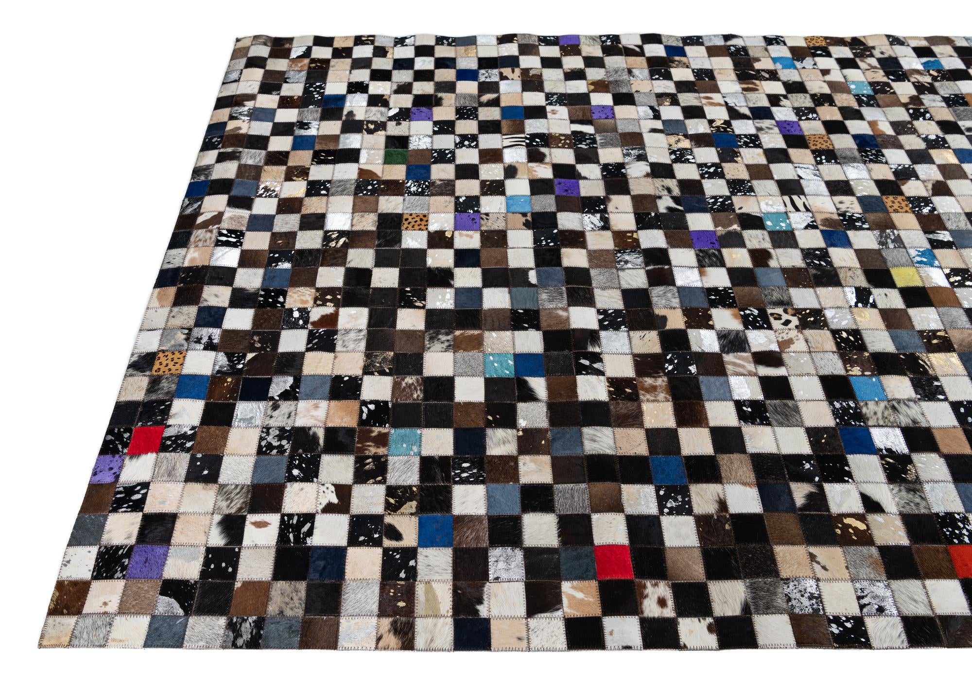 5' x 8' Cowhide Leather Rug