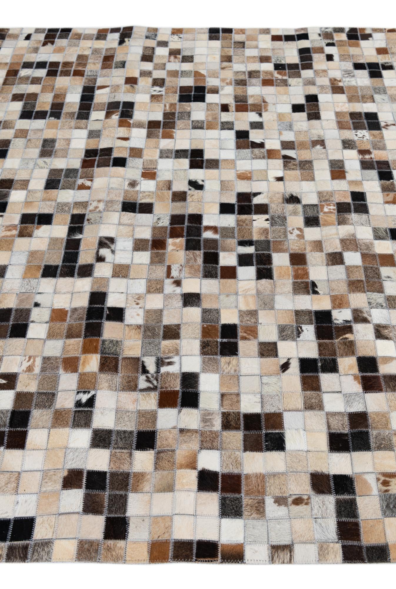 5' 2 x 7' 10 Cowhide Leather Rug
